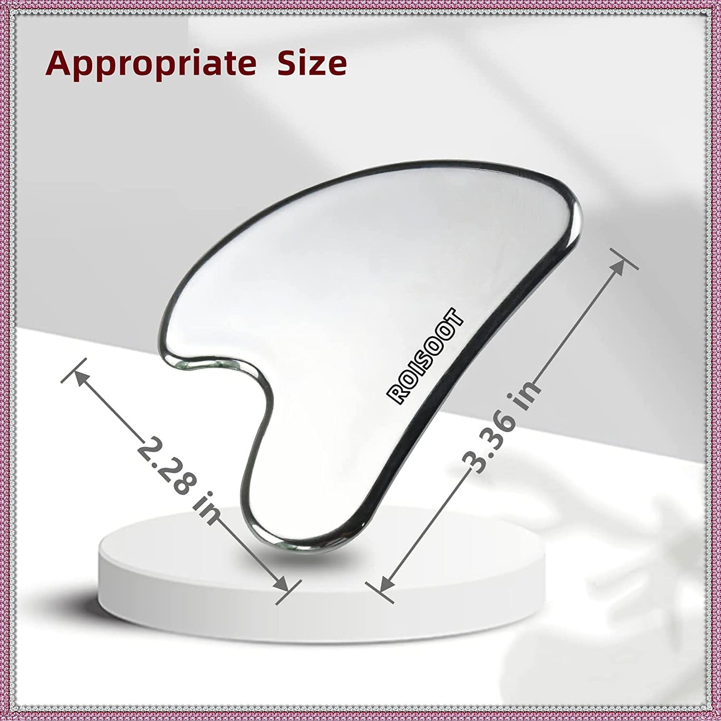 ROISOOT Upgrade Gua Sha Stainless Steel Tool for Face, Massage Scraper for Facial Skin Care (Metallic Luster) Health & Beauty > Personal Care > Cosmetics > Cosmetic Tools > Skin Care Tools ROISOOT