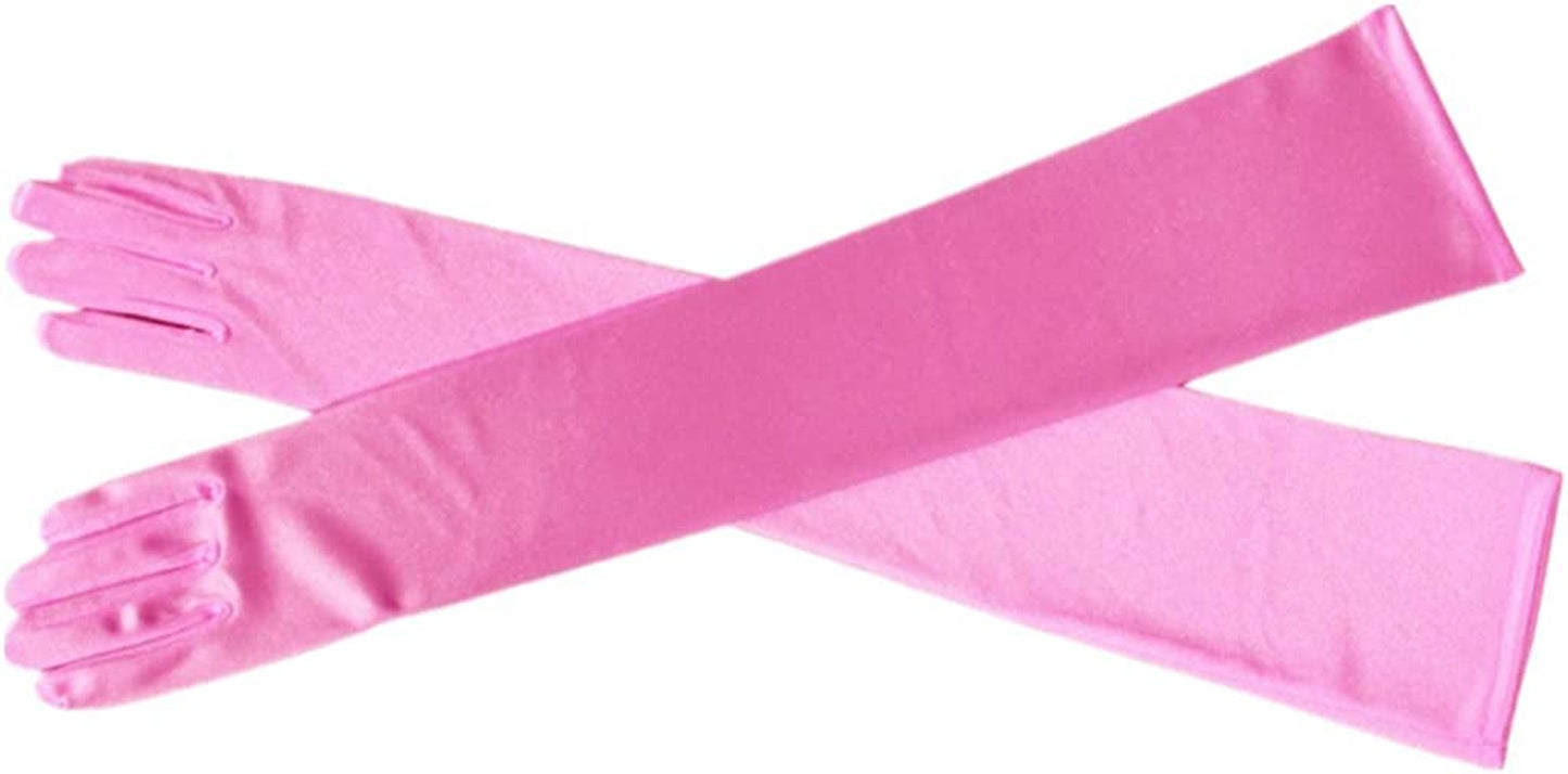 Dreamhigh Women'S Evening Party Mittens 21 " Long Black / White Satin Finger Gloves Apparel & Accessories > Clothing Accessories > Gloves & Mittens DreamHigh Light Pink
