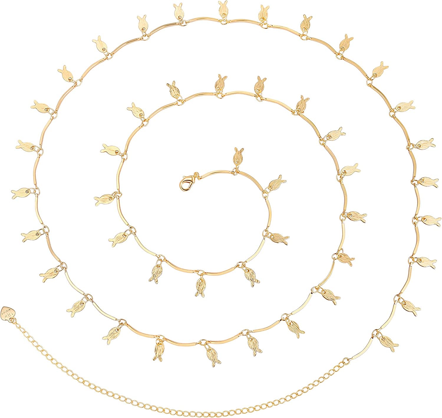 PEARLADA Minimalist Beach Bikini Body Chain 18K Gold Pearl Belly Chain Adjustable Shell Charms Trendy Jewelry Handmade for Women Sexy Waist Chain Apparel & Accessories > Jewelry > Body Jewelry PEARLADA 12. Fish sequins