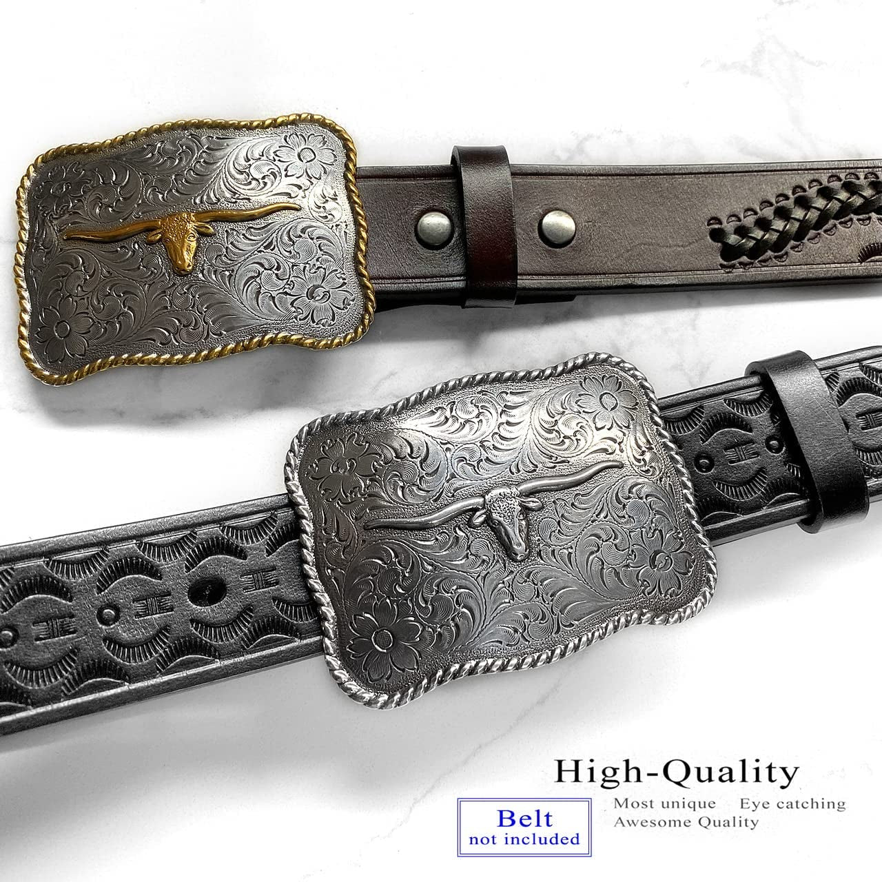 Western Lady Bull Texas Longhorn Steer Head Belt Buckle Fits 1-1/2"(38Mm) Multi-Style Options Apparel & Accessories > Clothing Accessories > Belt Buckles Belts.com