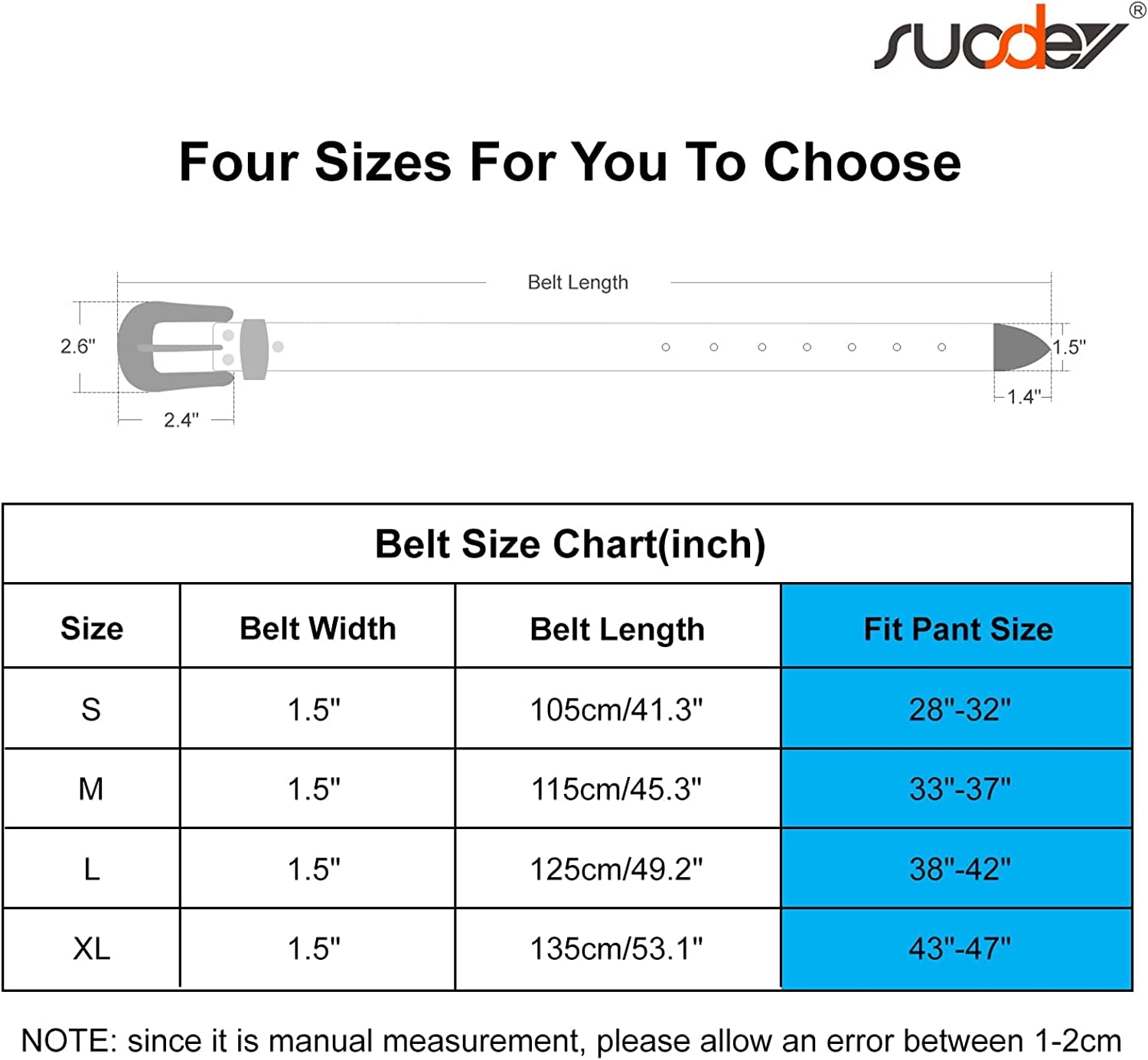 Men Women Fashion Rhinestone Belt SUOSDEY Western Cowgirl Bling Studded Design Leather Diamond Belt for Jeans Dress Apparel & Accessories > Clothing Accessories > Belts SUOSDEY