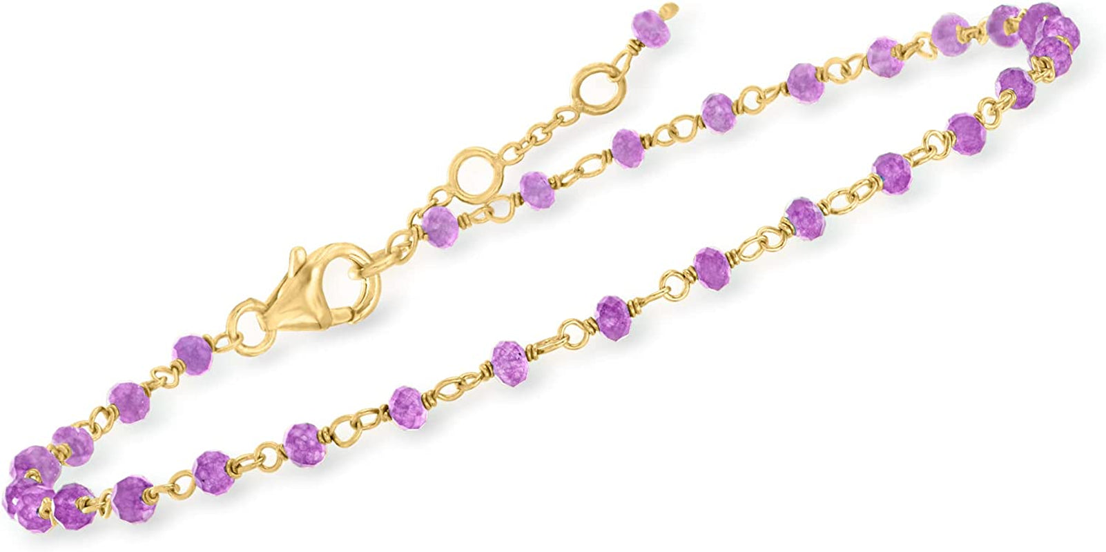 Ross-Simons 6.25 Ct. T.W. Amethyst Bead Anklet in 18Kt Gold over Sterling. 9 Inches Apparel & Accessories > Jewelry > Anklets Ross-Simons