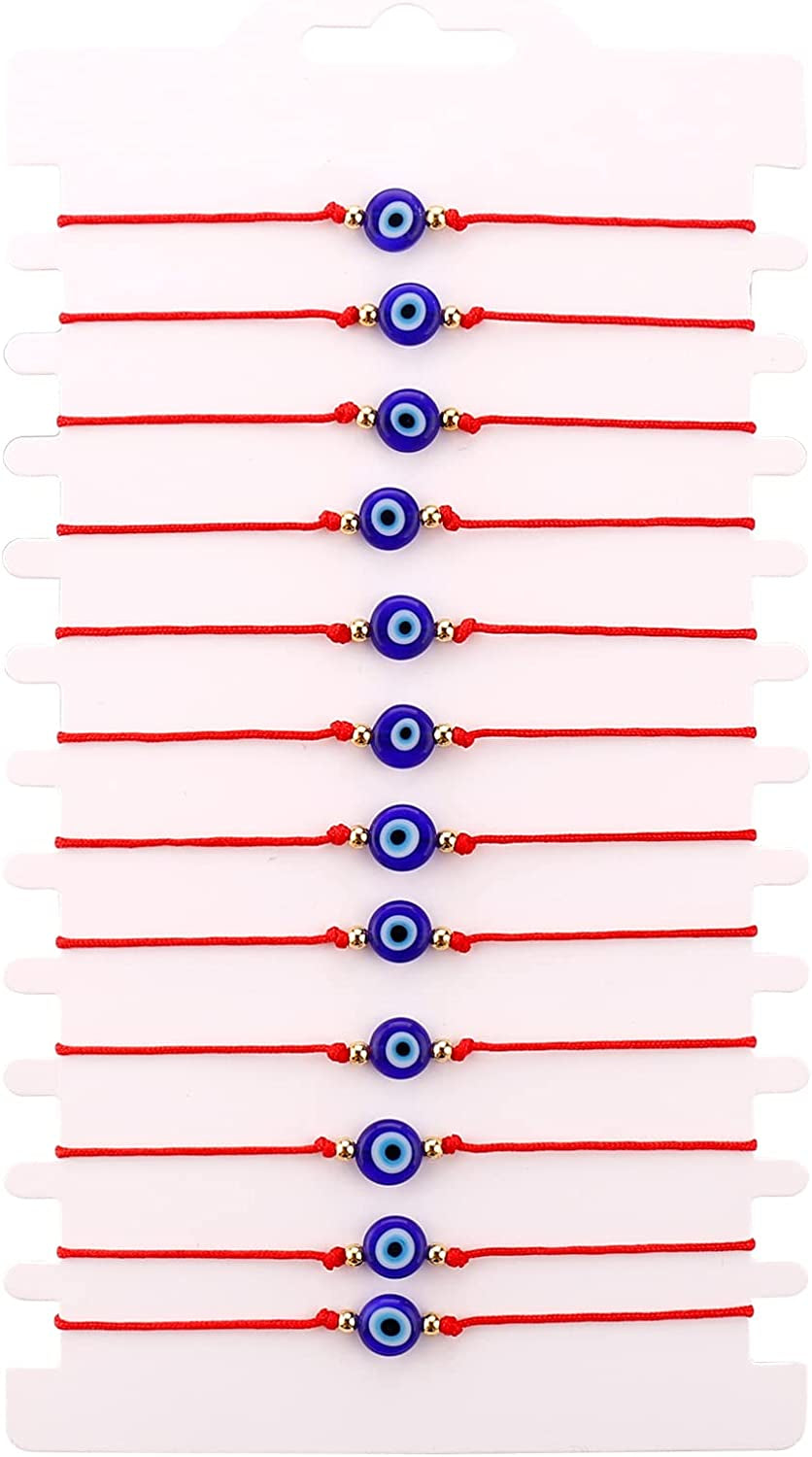 Hand Made 12Pcs Evil Eye Bracelets Pack Bulk Set Women Men Evil Eye Anklet Jewelry Protection Braclet Black Red String Boys&Girls Apparel & Accessories > Jewelry > Anklets SUMMER LOVE 12Pcs Red