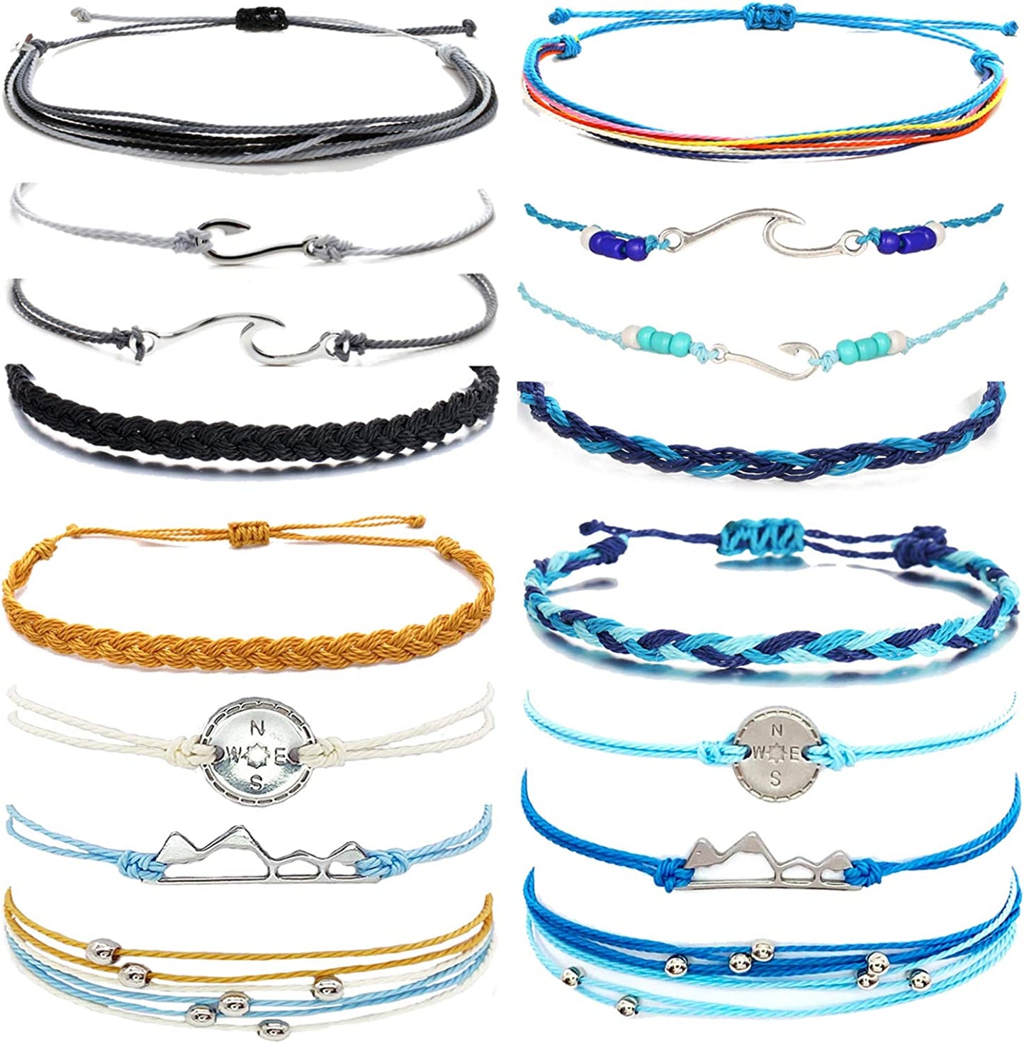 HUASAI Vsco String Bracelets for Teen Girls Women Waterproof Boho Rope Bracelets Wave Surfer Bracelets Summer Beach Anklets Apparel & Accessories > Jewelry > Anklets HUASAI String Bracelets Anklets Set