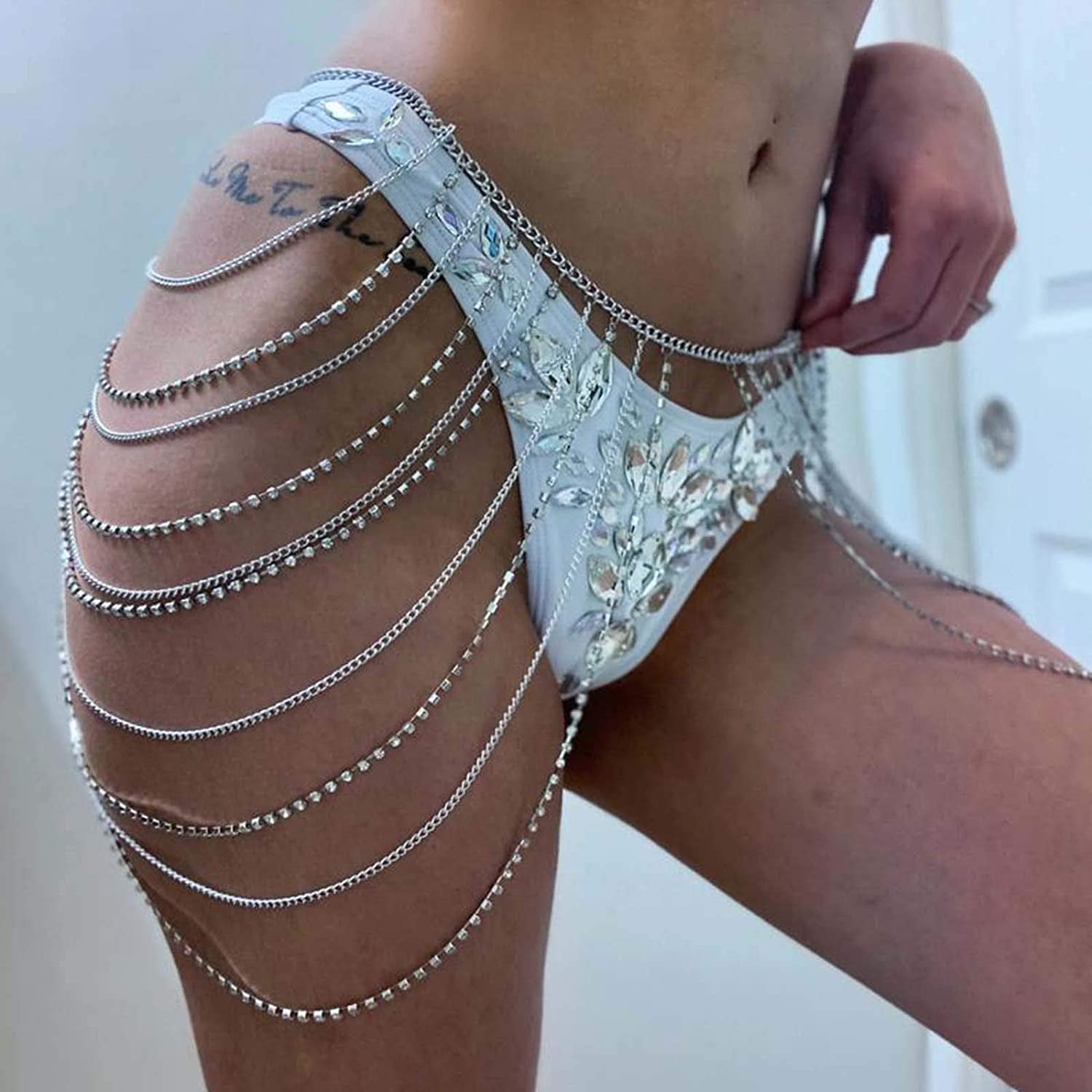 Brishow Rhinestone Body Chains Layered Crystal Waist Chain Beach Bikini Fashion Body Jewelry Accessories for Women and Girls Apparel & Accessories > Jewelry > Body Jewelry Brishow