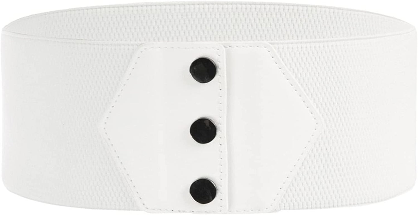 GRACE KARIN Women'S Snap-Button Corset Belt Wide Elastic Belts for Dress Stretchy Waistband Apparel & Accessories > Clothing Accessories > Belts GRACE KARIN Ivory Large