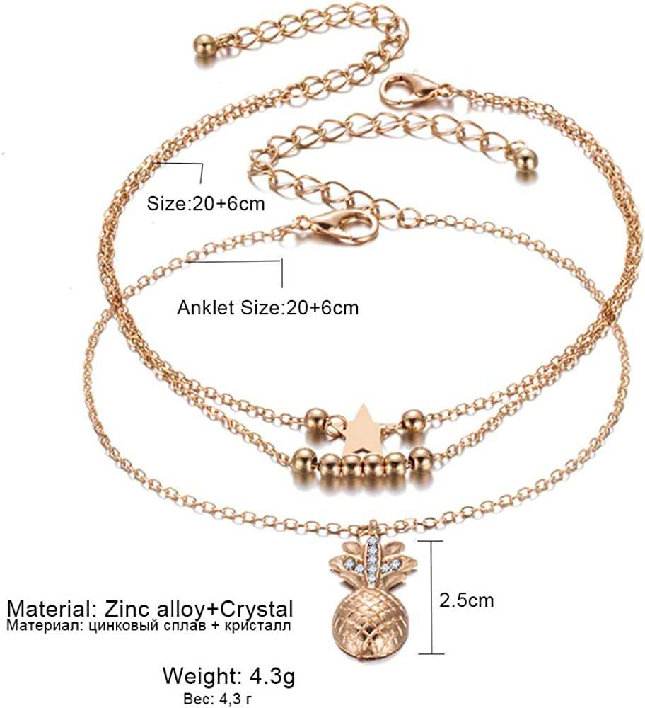 Starain 12Pcs Women'S Charm Anklet Set Gold Multilayer Adjustable Ankle Bracelets Boho Beach Foot Anklet for Women Girls Apparel & Accessories > Jewelry > Anklets Starain