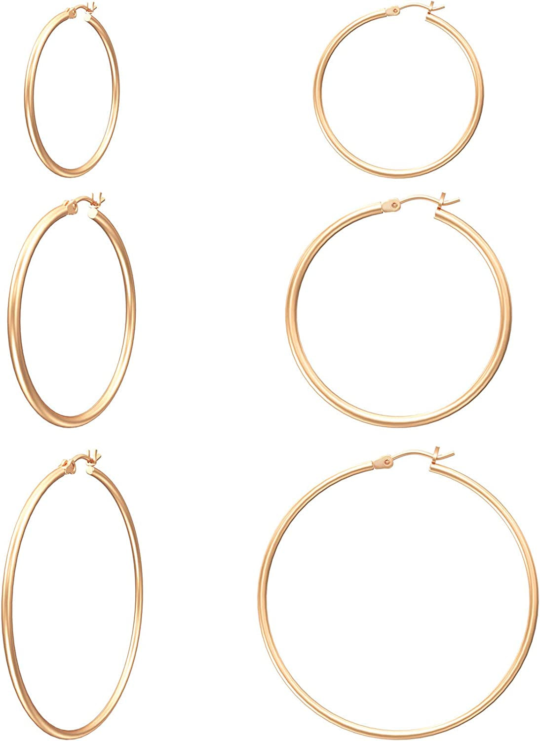 Gacimy Gold Hoop Earrings for Women 14K Real Gold Plated Hoops with 925 Sterling Silver Post Apparel & Accessories > Jewelry > Earrings Gacimy Rose Gold 30-40-50mm