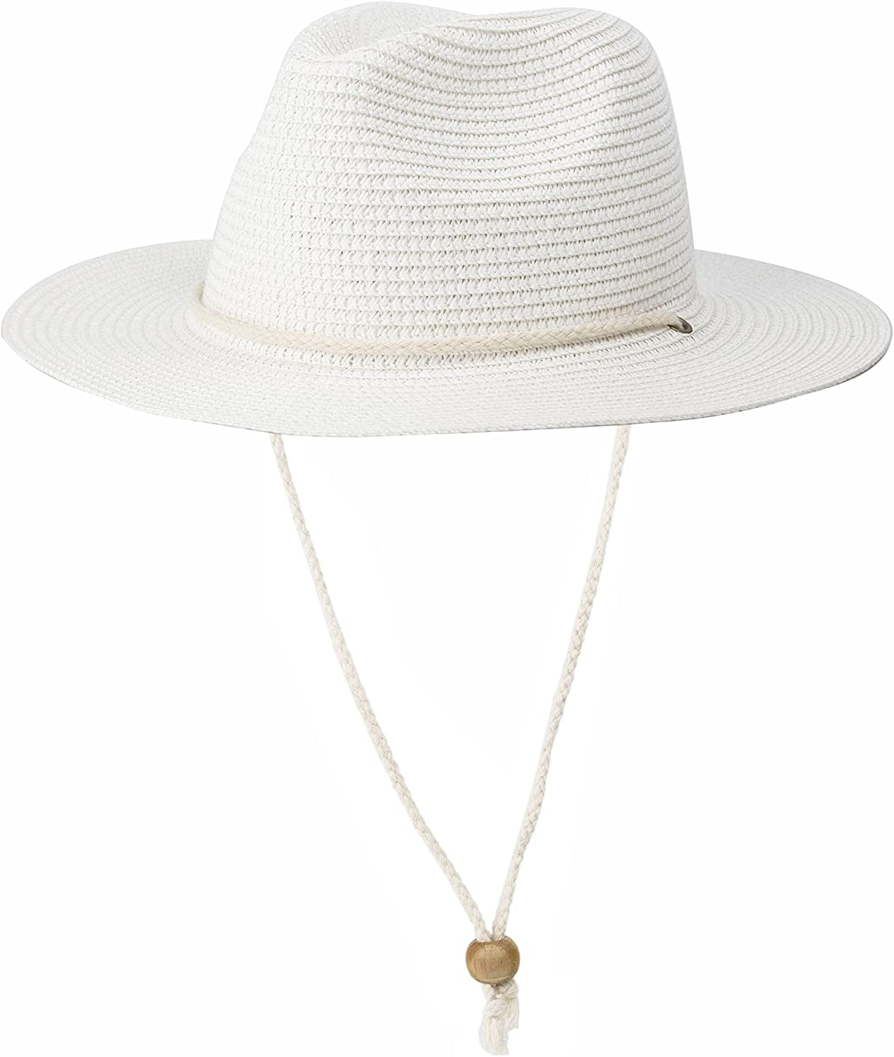Koreshion Women Straw Panama Hat Summer Wide Brim Fedora Cap Beach Sun Hats UPF50+ Apparel & Accessories > Clothing Accessories > Hats Koreshion White