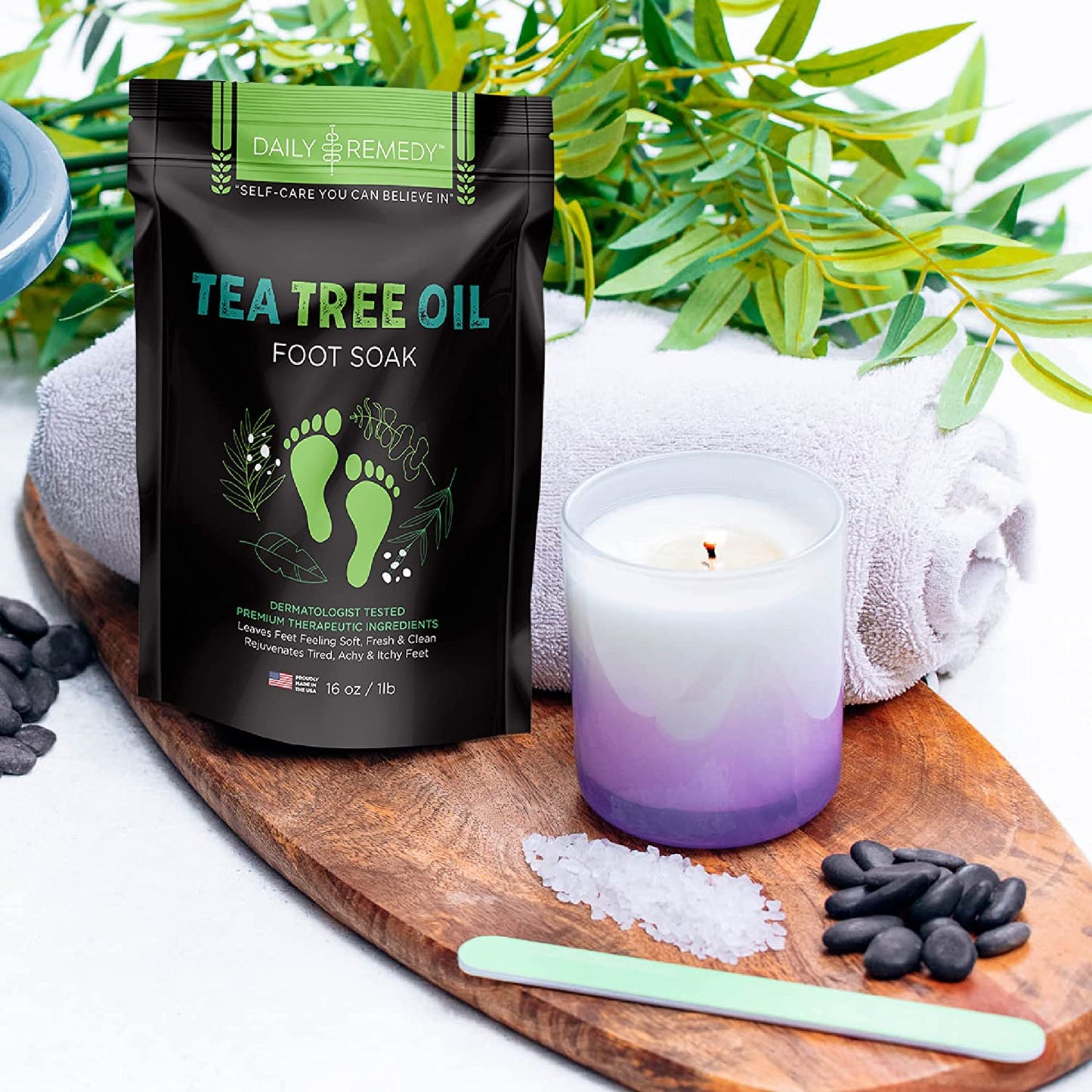 Tea Tree Oil Foot Soak with Epsom Salt - Made in USA - for Toenail Irritations, Athletes Foot, Stubborn Foot Odor Scent, Softens Calluses & Soothes Sore Tired Feet - 2 PACK Health & Beauty > Personal Care > Foot Care DAILY REMEDY