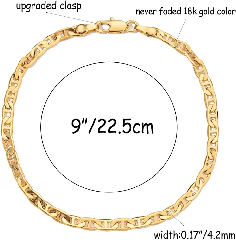 Kelistom Gold Anklet for Women Teen Girls, 14K Gold / 18K Gold/Platinum Plated Flat Mariner Link Chain Ankle Bracelets for Women 9 10 11 Inches Apparel & Accessories > Jewelry > Anklets Tomlee