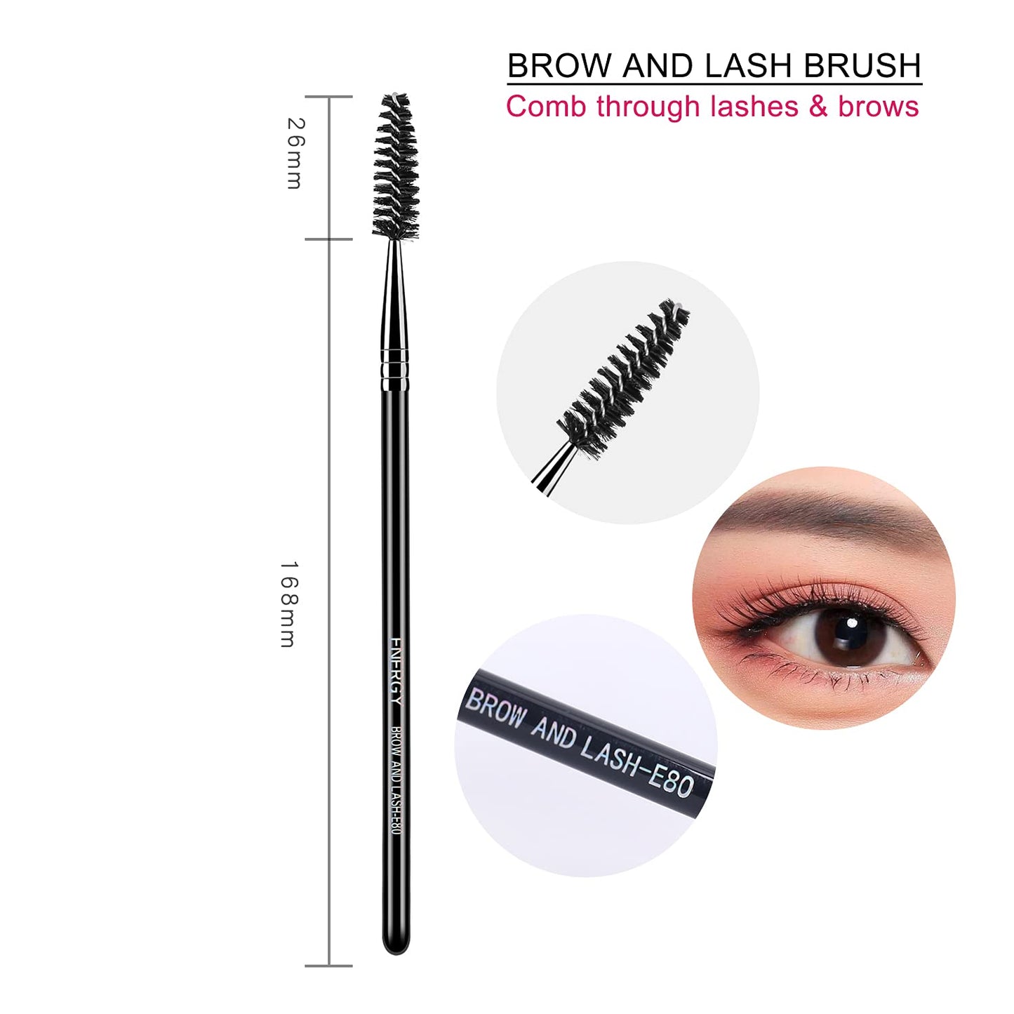 ENERGY Spoolie Brush E80 Makeup Eyebrow Brush Mascara Eyelash Makeup Brush Tool for Brow Powders Waxes Gels and Blends, Black Health & Beauty > Personal Care > Cosmetics > Cosmetic Tools > Makeup Tools ENERGY
