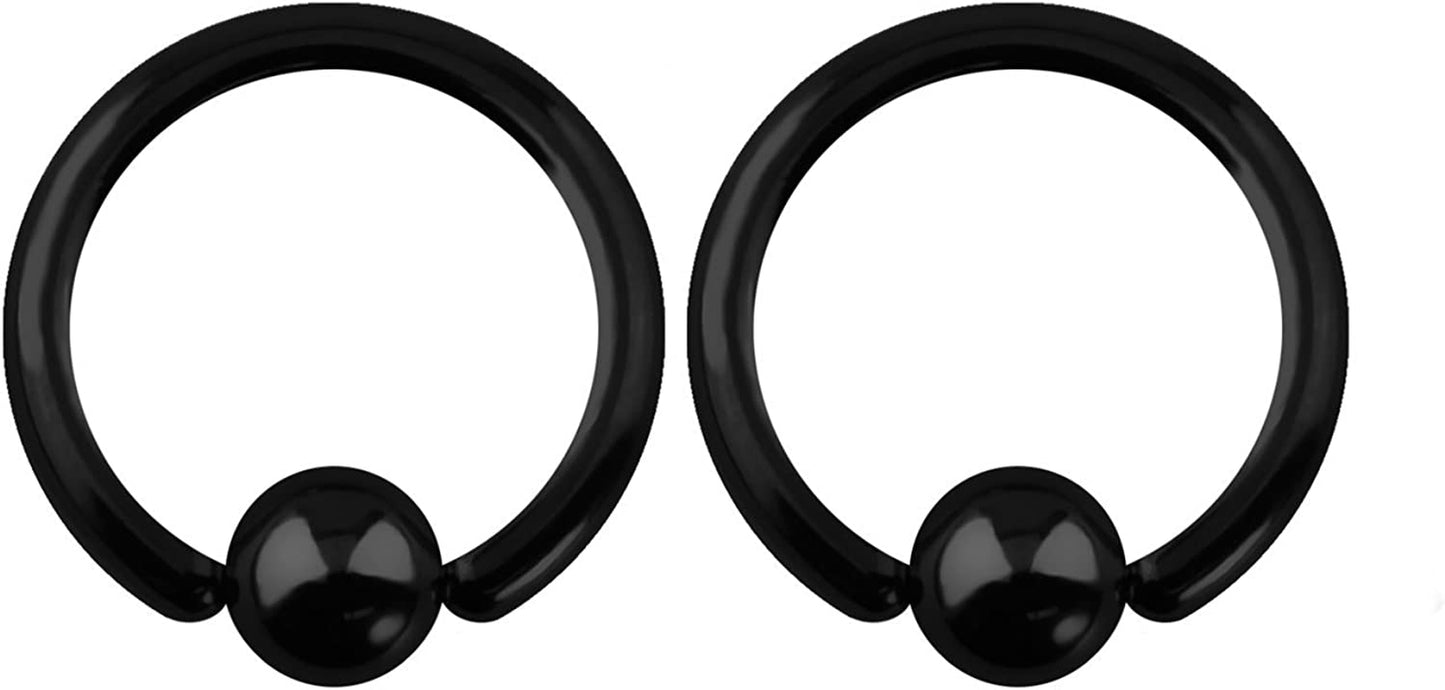 Forbidden Body Jewelry 316L Surgical Steel Captive Bead Piercing Hoop (Pair) 10G 12G 14G 16G 18G 20G, Diameter 6 to 12Mm Black and Rainbow Apparel & Accessories > Jewelry > Rings Forbidden Body Jewelry Black: 12g, 10mm