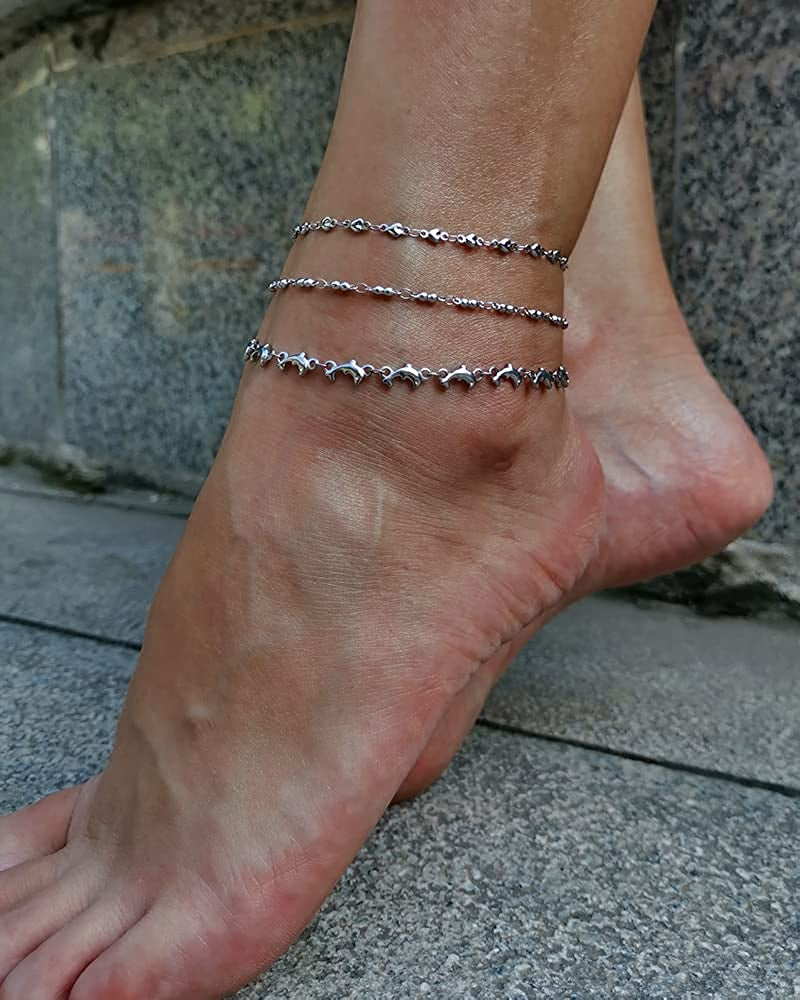 Hoduar Stainless Steel Anklet for Women, Non-Fading Dainty Heart Ankle Bracelets Foot Chain Jewelry for Women Apparel & Accessories > Jewelry > Anklets hoduar