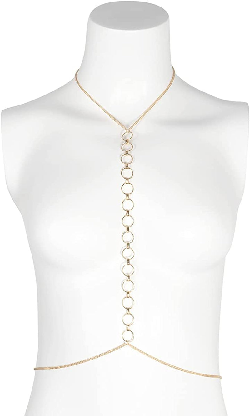 Body Chains for Women Sexy Skinny Crossover Full Body Jewelry for Bikini Swimsuit Wedding Dress Necklace and Belly Chain Set Apparel & Accessories > Jewelry > Body Jewelry Tosmifairy