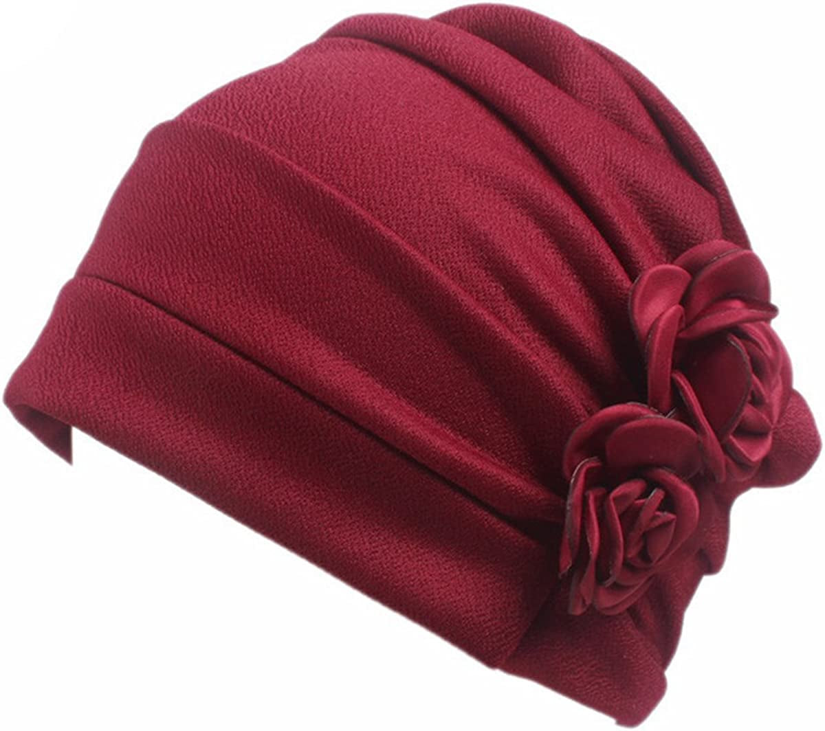 HONENNA Chemo Caps Headwear for Women Turbans Beanies Flowers Hats Headwrap for Cancer Patient Hair Loss Apparel & Accessories > Clothing Accessories > Headwear HONENNA Wine