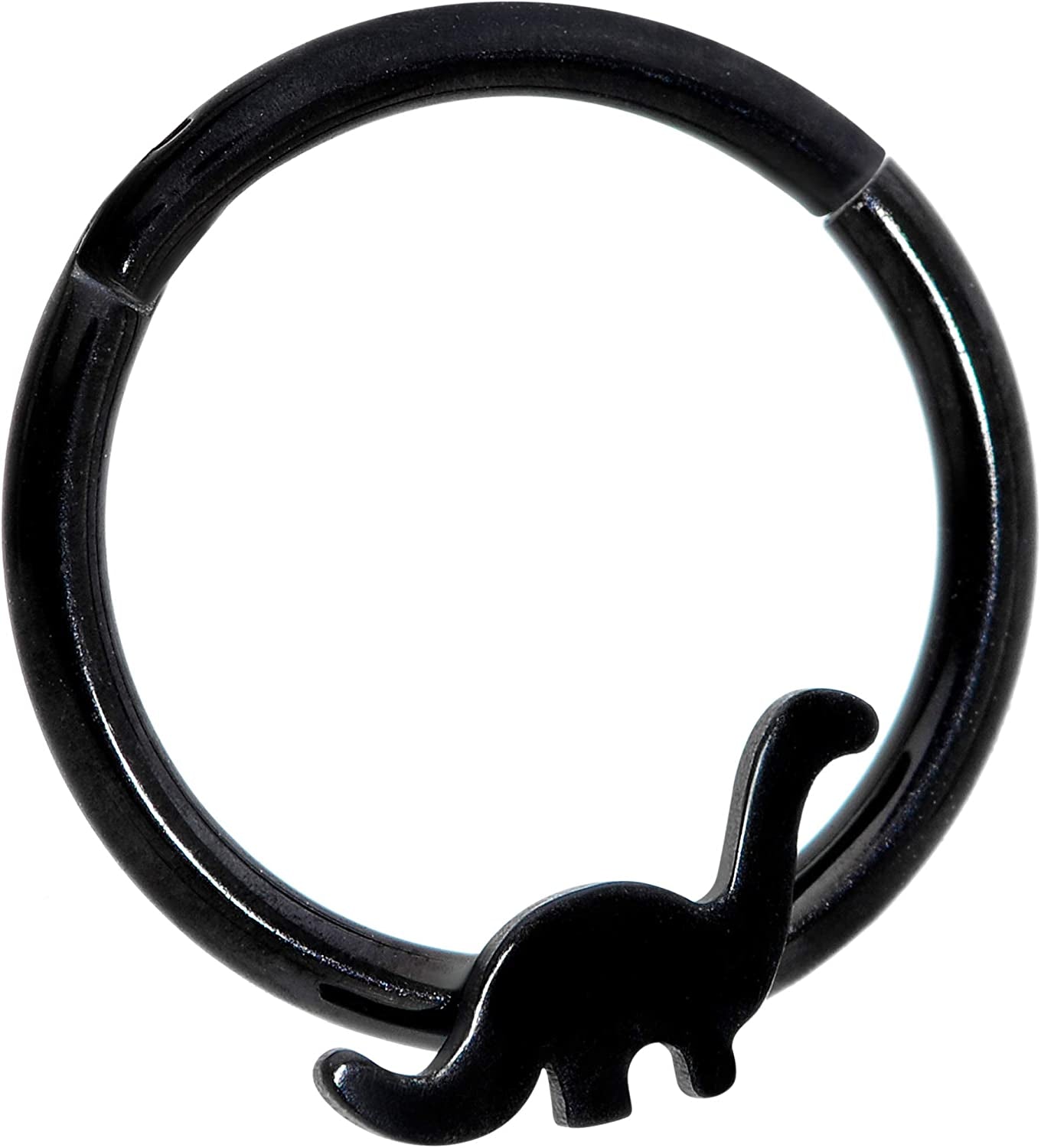 Body Candy 16G Black PVD Steel Hinged Segment Ring Seamless Cartilage Nipple Ring Dinosaur Nose Hoop 10Mm Apparel & Accessories > Jewelry > Rings Body Candy