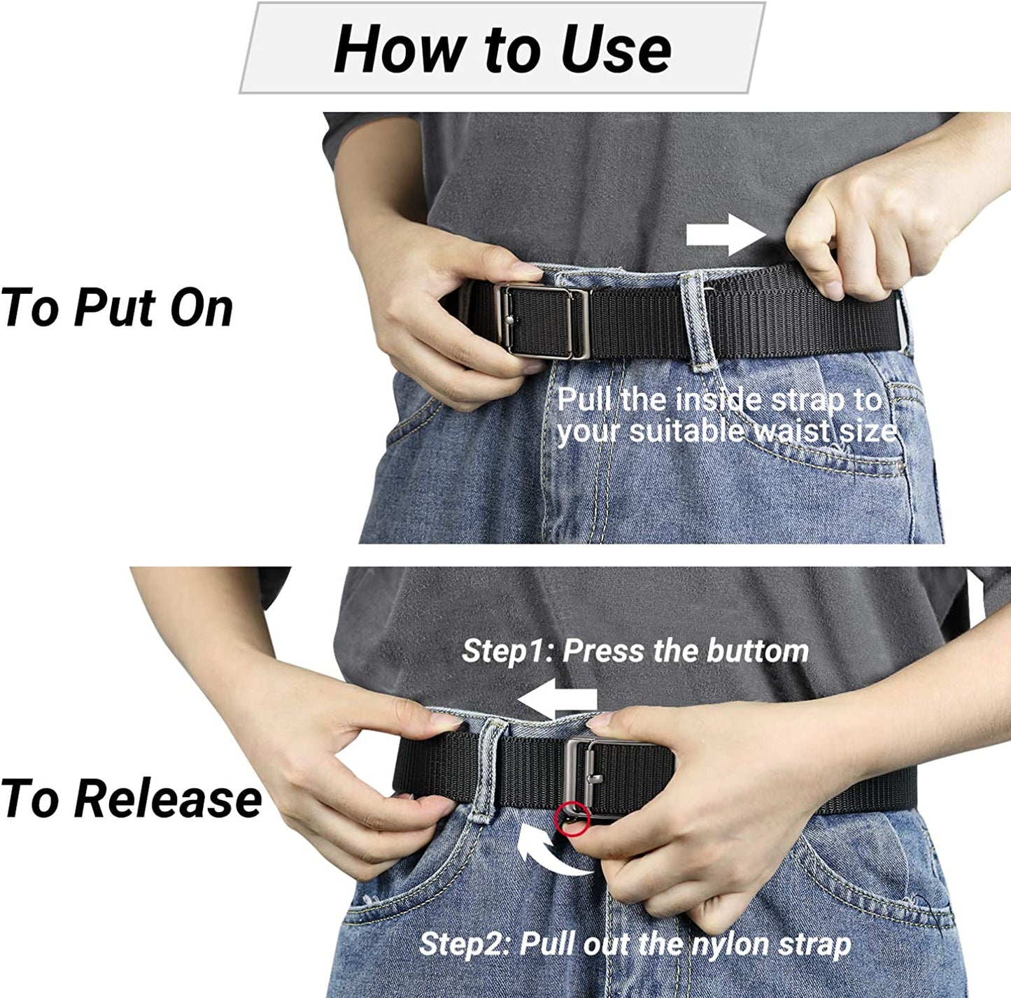 ITIEZY Men'S Nylon Ratchet Belt 2Pack, Adjustable Web Military Tactical Belt with Automatic Slide Buckle, Trim to Fit Apparel & Accessories > Clothing Accessories > Belts ITIEZY