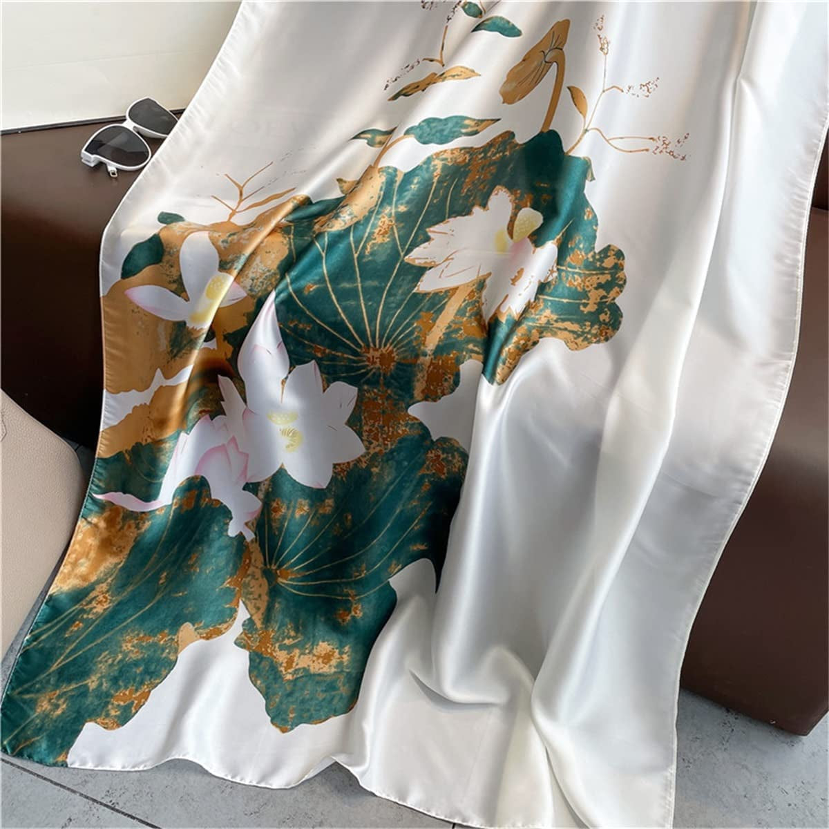 WEIGEER Silk Scarf Women Chiffon Shawl Lotus Scarf Neckerchief Long Head Wrap Thin Scarf Beach Women Hijab Belt Vintage Bridal Shawl Binder Chiffon Scarf Colourful Cloth White Green Apparel & Accessories > Clothing Accessories > Scarves & Shawls WEIGEER