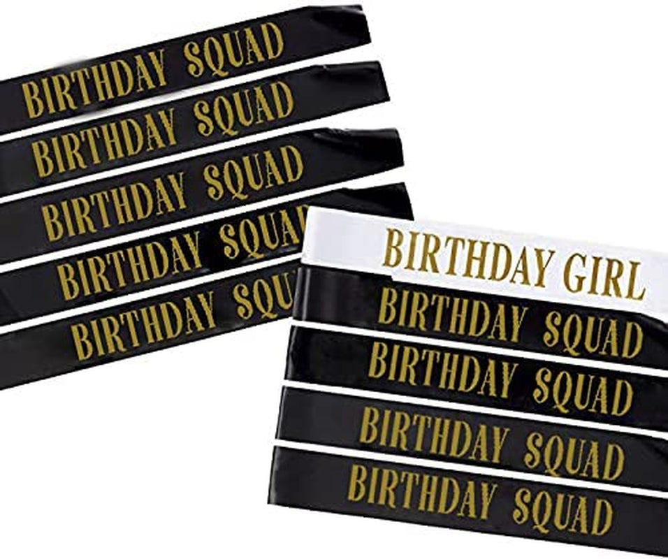 Snogisa Birthday Gifts Sash Set Birthday Queen Women Birthday Party Supplies Fun Party Favors Decorations Apparel & Accessories > Clothing Accessories > Sashes Snogisa Squad polyester