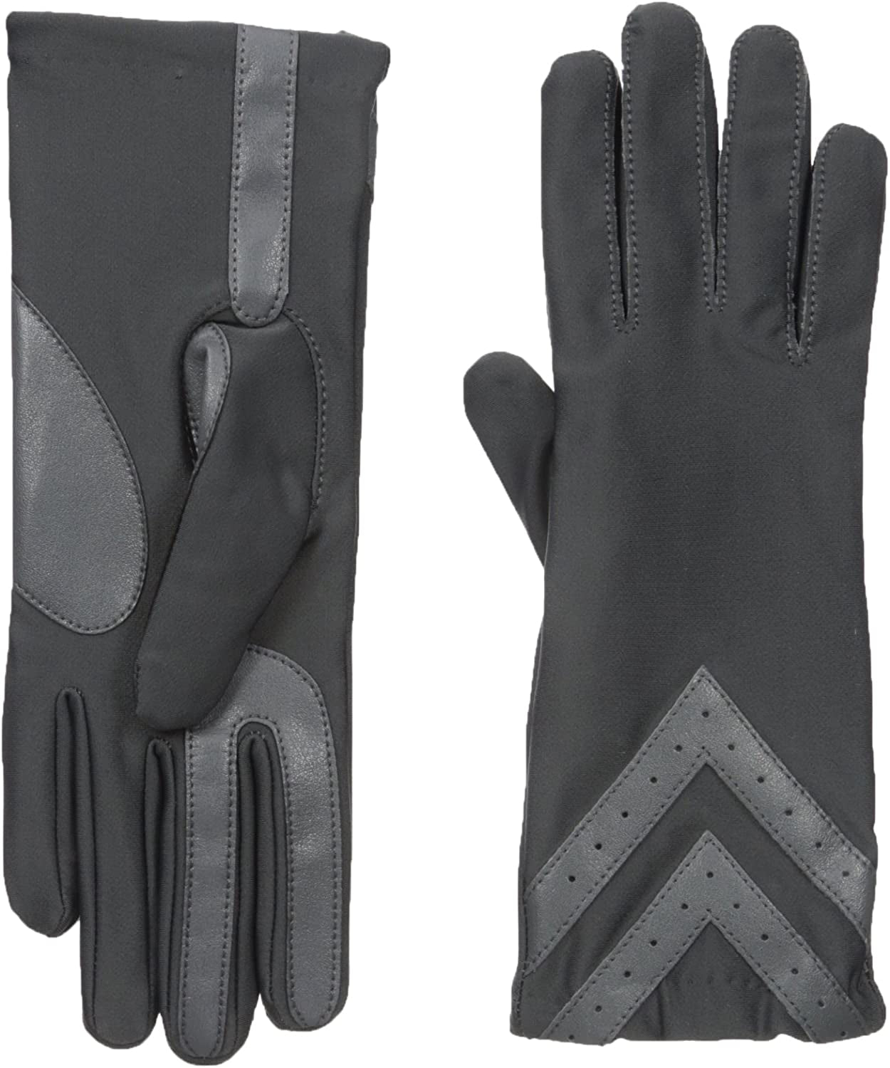 Isotoner Womens Spandex Touchscreen Cold Weather Gloves with Warm Fleece Lining and Chevron Details Apparel & Accessories > Clothing Accessories > Gloves & Mittens isotoner Charcoal Small-Medium