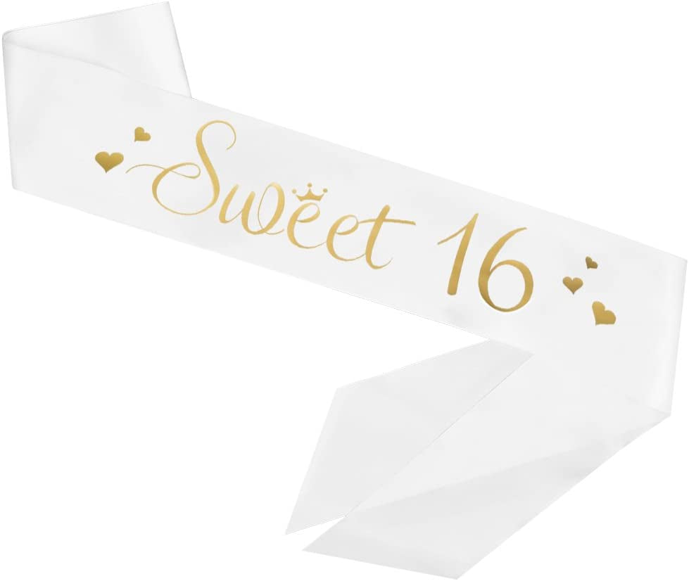 Sweet 16 Satin Sash -16 Birthday Sash 16 Birthday Gift Birthday Party Favors, Supplies and Decorations Apparel & Accessories > Clothing Accessories > Sashes ADBetty