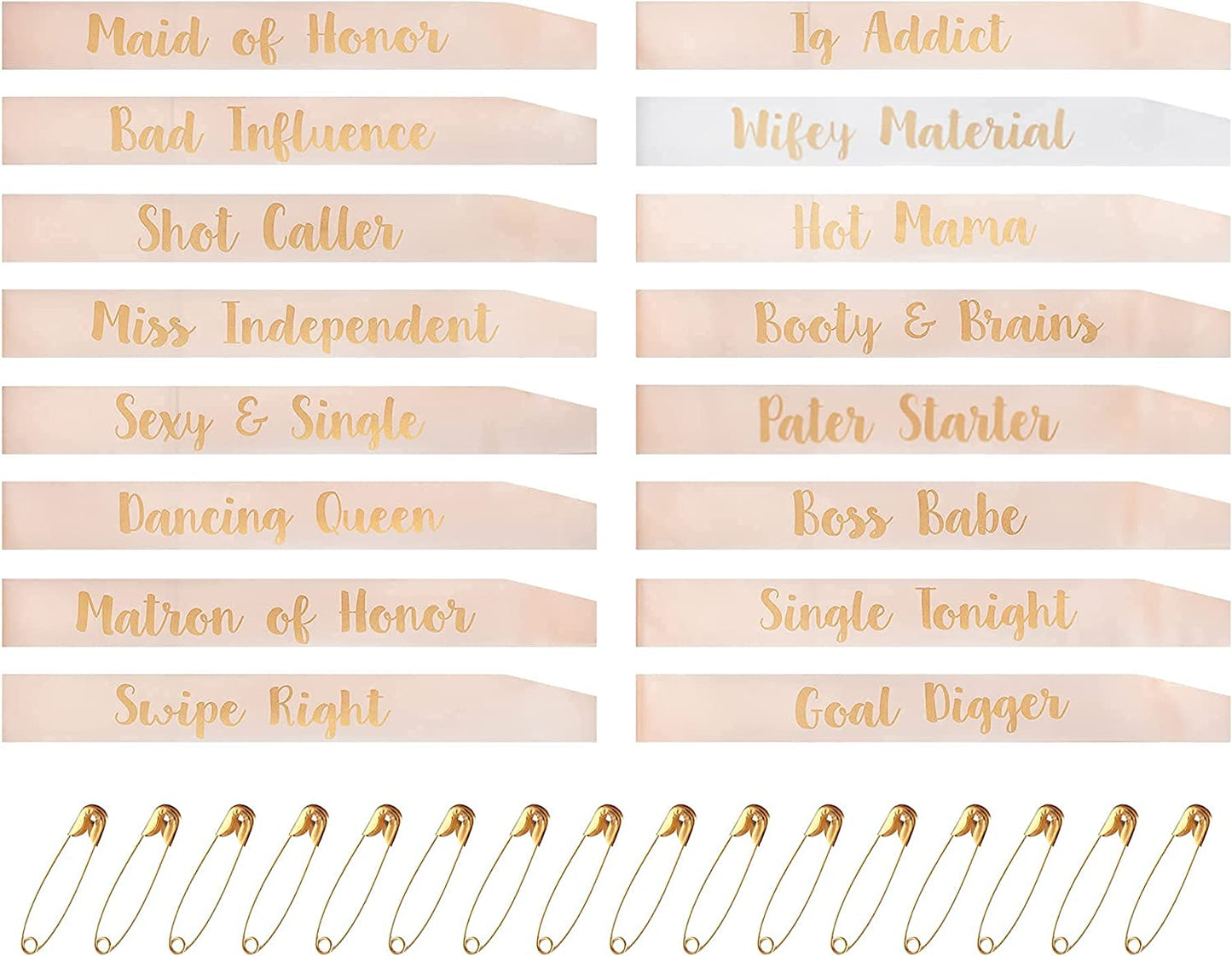 Bachelorette Party Sashes Bride Tribe Funny Bridesmaid Sash for Hen Party Bridal Shower Engagement Wedding Apparel & Accessories > Clothing Accessories > Sashes Snsowed Rose Gold and White