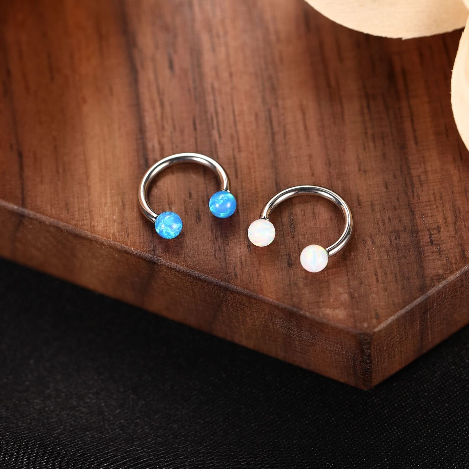 AROWRO Nose Septum Horseshoe Hoop Eyebrow Lip Navel Belly 16G 8Mm 10Mm CZ Opal G23 Titanium Nipple Piercing Ring Helix Tragus Daith Rook Cartilage Earrings Apparel & Accessories > Jewelry > Rings AROWRO