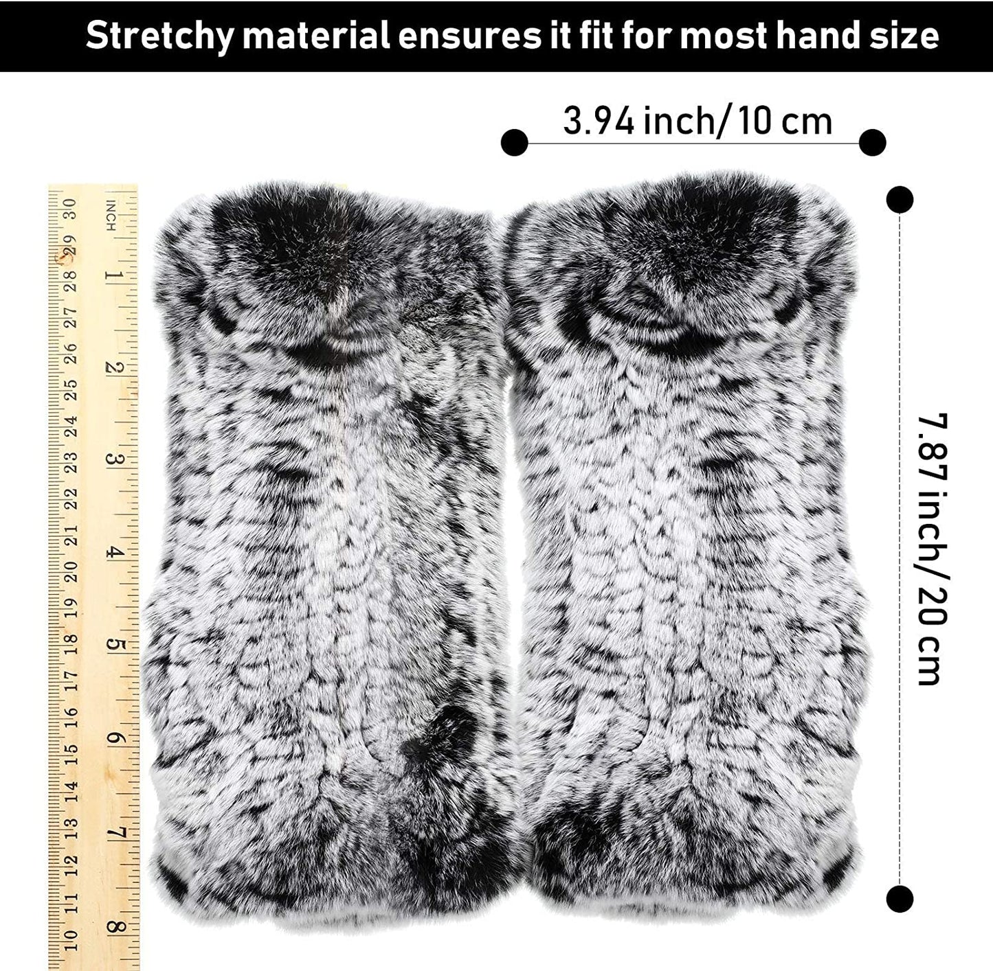 Fingerless Fur Gloves Smooth Faux Rabbit Furry Gloves Winter Warm Knitted Gloves for Women Girls Apparel & Accessories > Clothing Accessories > Gloves & Mittens Geyoga