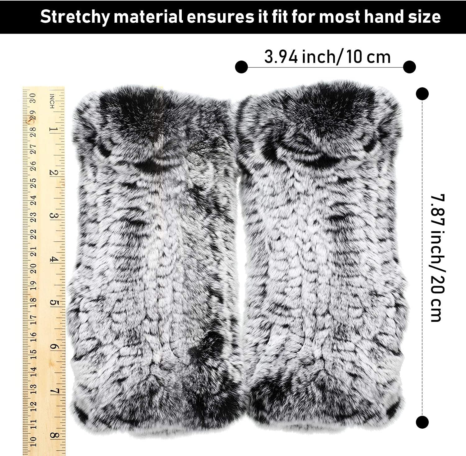 Fingerless Fur Gloves Smooth Faux Rabbit Furry Gloves Winter Warm Knitted Gloves for Women Girls Apparel & Accessories > Clothing Accessories > Gloves & Mittens Geyoga