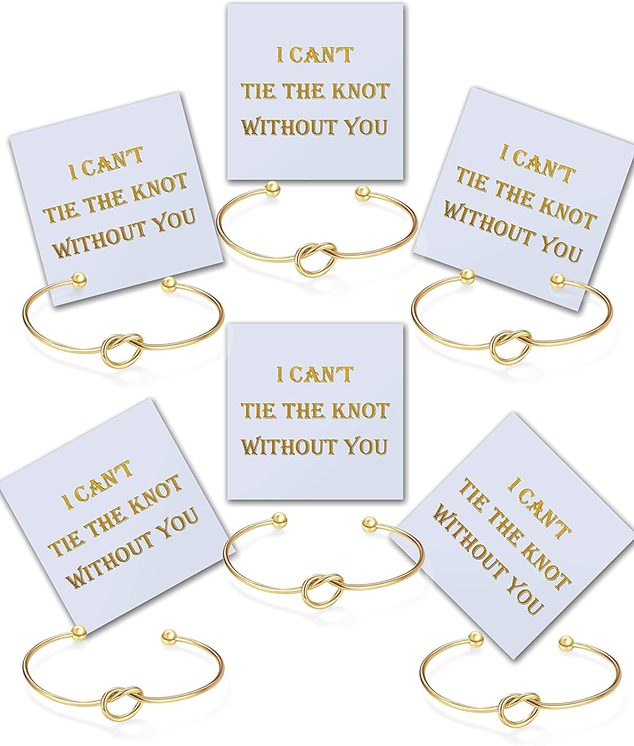 CHICNOW I Can'T Tie the Knot without You Bridesmaid Gift Cards Bridesmaid Bracelets Silver Tone- Set of 4,5,6 Apparel & Accessories > Jewelry > Bracelets Chicnow D. Gold Tone 6PCs