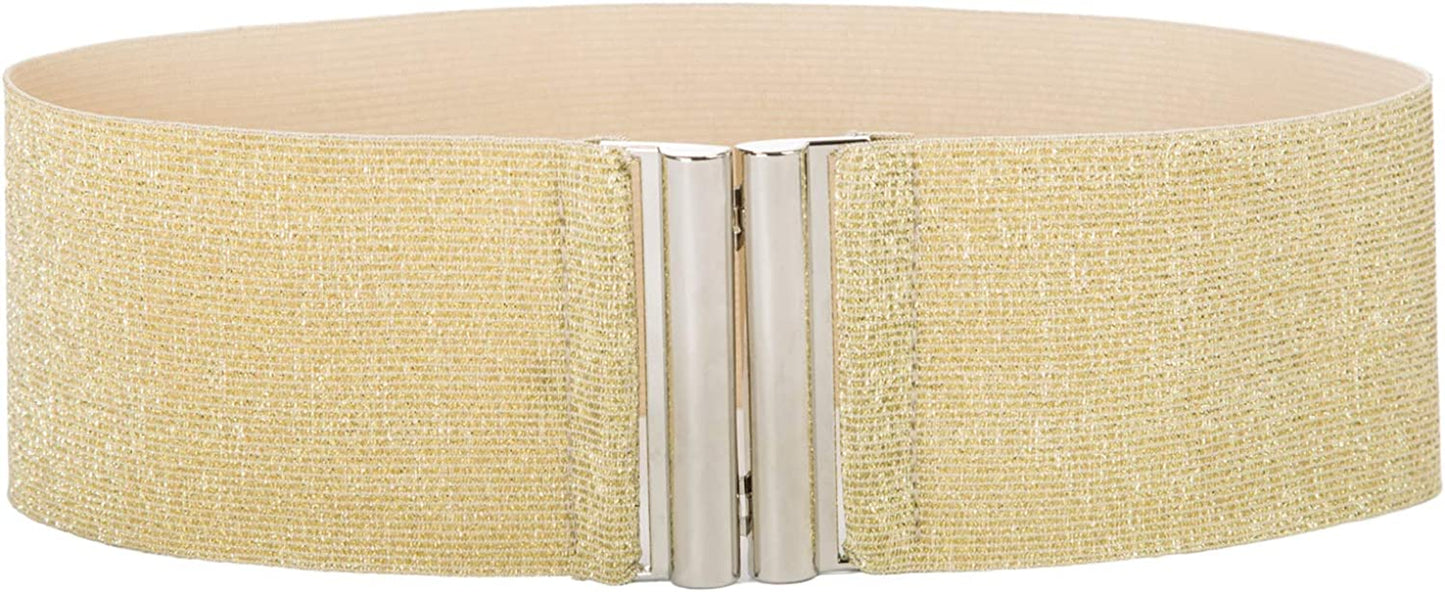 Grace Karin Wide Stretchy Vintage Waist Belt with Metal Buckle Muticolored CL409 Apparel & Accessories > Clothing Accessories > Belts GRACE KARIN Gold XXX-Large