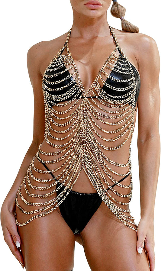 Ccbodily Body Chain Jewelry for Women - Fashion Boho Backless Full Body Chain Belly Chain Jewelry Set for Costume Party Apparel & Accessories > Jewelry > Body Jewelry CCbodily Style-4