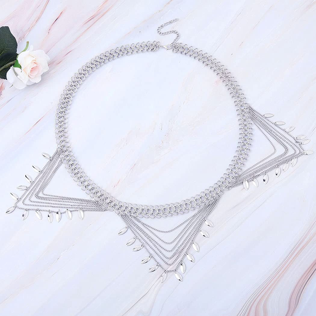 Victray Sequins Waist Chain Beach Belly Body Chains Fashion Waist Jewelry Nightclub Body Accessory for Women and Girls (Silver) Apparel & Accessories > Jewelry > Body Jewelry Victray