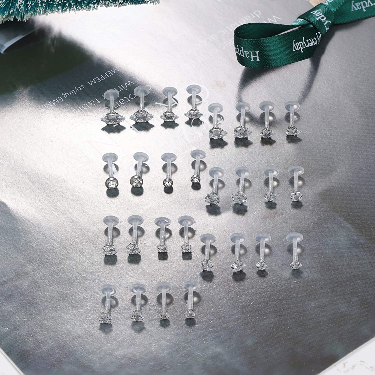 Jstyle 14Pairs 16G Forward Helix Cartilage Tragus Earring Studs Internal Threaded Labret Lip Monroe Ring 8MM Barbell Body Piercing Jewelry Apparel & Accessories > Jewelry > Body Jewelry Jstyle