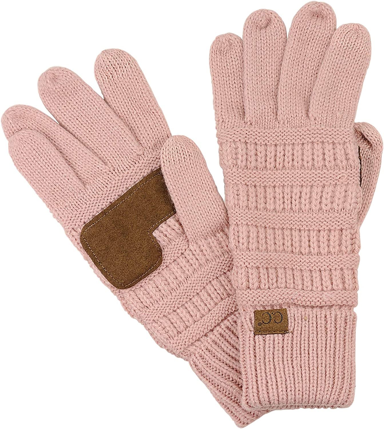 C.C Unisex Cable Knit Inner Lined Anti-Slip Touchscreen Texting Gloves Apparel & Accessories > Clothing Accessories > Gloves & Mittens C.C Indi Pink