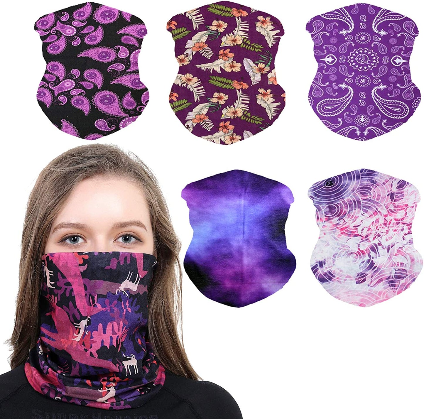 LOTUYACY Outdoor Wide Headband, Neck Gaiter Windproof Scarf Sunscreen Breathable Bandana for Men&Women,Multi Function Headwear Apparel & Accessories > Clothing Accessories > Headwear LOTUYACY Purple Set