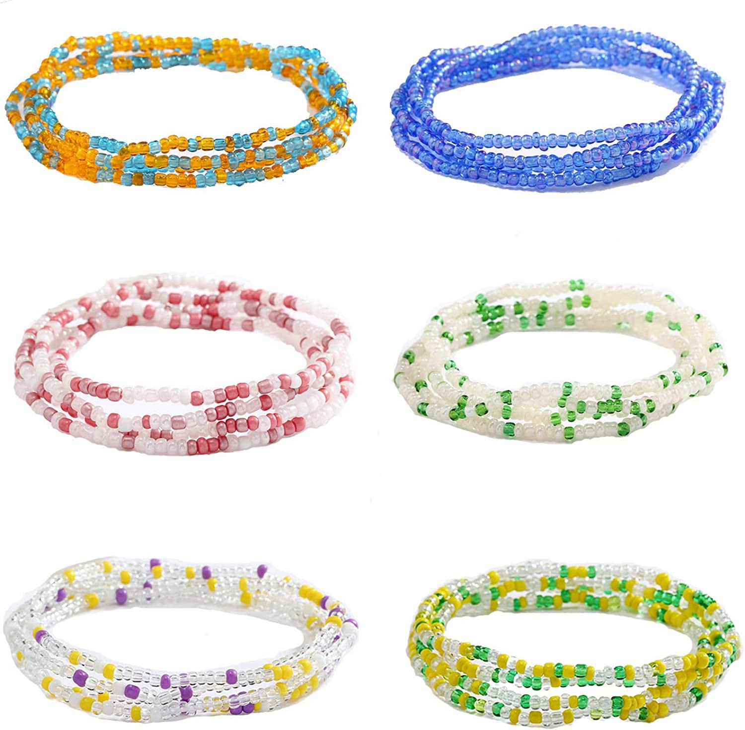 Palotay 16PCS Waist Beads for Women African Waist Beads Chain Colorful Belly Beads Body Chain for the Waist Elastic Stomach Beads Summer Beach Bikini Jewelry Waist Beads Set Apparel & Accessories > Jewelry > Body Jewelry Palotay SUMMER SODA