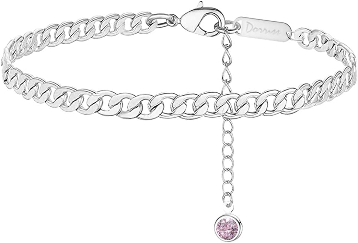 Stainless Steel Ankle Bracelets, Adjustable Chain Anklets Feet Jewelry with Gift Card & Box for Women, Men, Couple Anklet for Daily, Party, Beach, Wedding Apparel & Accessories > Jewelry > Anklets HX SHARE Silver