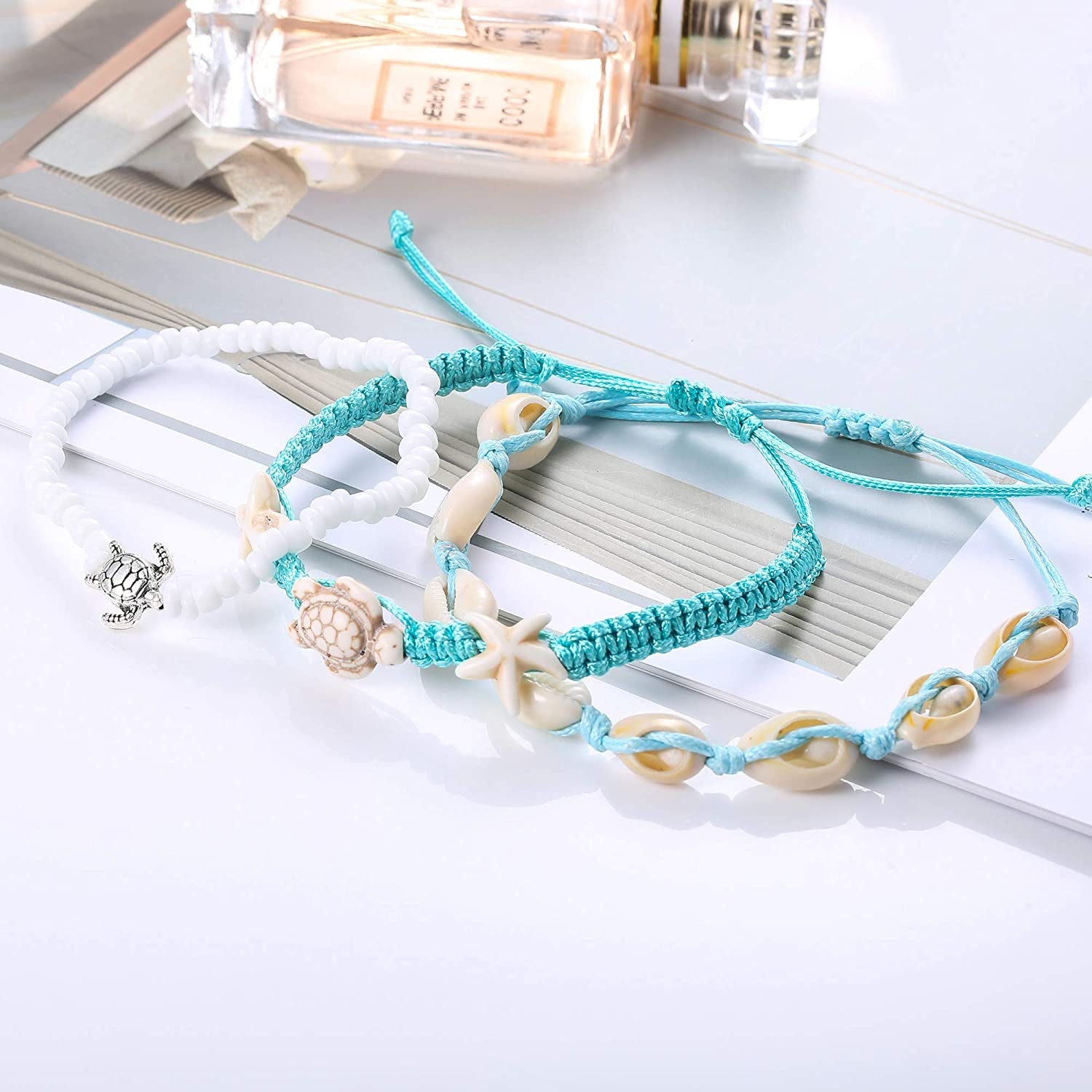 LOYALLOOK 18Pcs Anklet Bracelets for Womens Ankle Chain Turtle Wave Anklet Beach Ankle Bracelets Foot Jewelry for Women Apparel & Accessories > Jewelry > Anklets LOYALLOOK