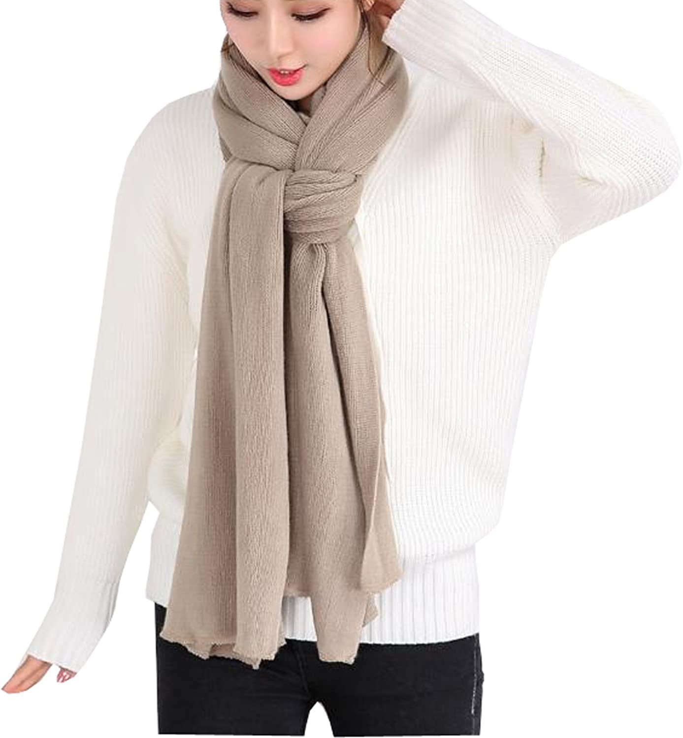 Wander Agio Women'S Warm Long Shawl Winter Warm Large Scarf Pure Color Apparel & Accessories > Clothing Accessories > Scarves & Shawls Wander Agio Khaki