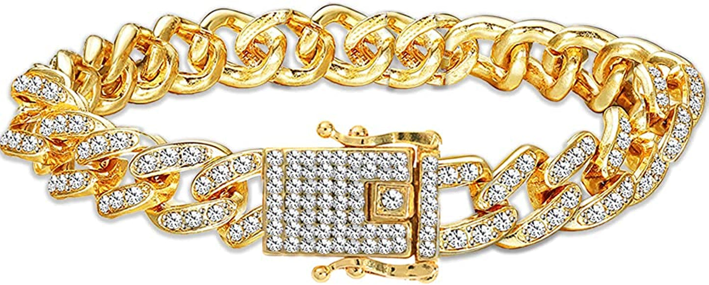 Ronglry 5Pcs Gold Ankle Bracelets for Women Girls Cuban Link Ankle Bracelet Cuban Chain Anklet Butterfly Anklet Set Rhinestone Tennis Anklet Adjustable Layered Link Anklets Summer Beach Gifts Apparel & Accessories > Jewelry > Anklets Ronglry 12MM