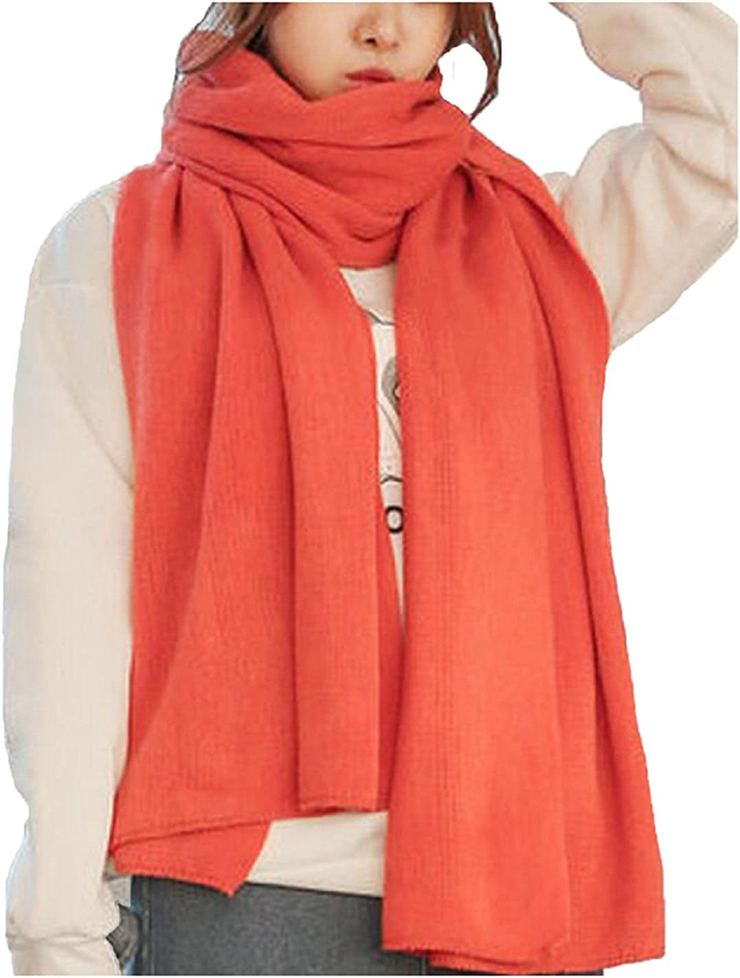 Wander Agio Womens Warm Winter Infinity Scarves Set Blanket Scarf Pure Color Apparel & Accessories > Clothing Accessories > Scarves & Shawls Wander Agio Orange