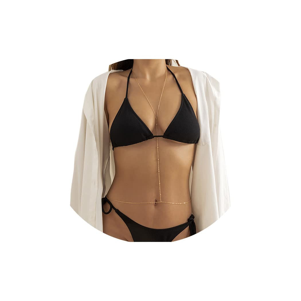 Jerany Boho Gold Body Chain Small Bead Sexy Bra Bikini Waist Body Necklace Beach Body Chains for Women and Girls Apparel & Accessories > Jewelry > Body Jewelry Jerany Bead
