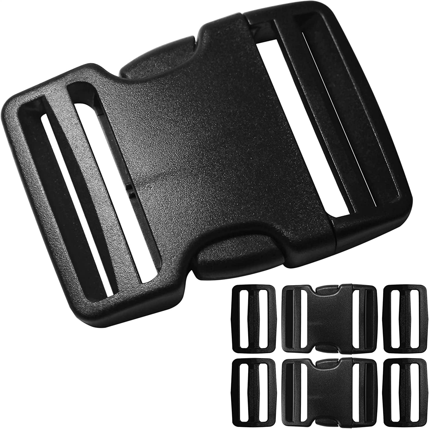 Buckle for Strap 1.5": Side Release Buckles Plastic Clips 4 Set + Tri-Glide Slide 8 Pcs Fit 1 1/2 Inch Wide Nylon Straps Webbing Belt, Heavy Duty Replacement for Backpack, Dual Adjustable No Sewing Apparel & Accessories > Clothing Accessories > Belt Buckles LASIGHT 2 Set 2 in