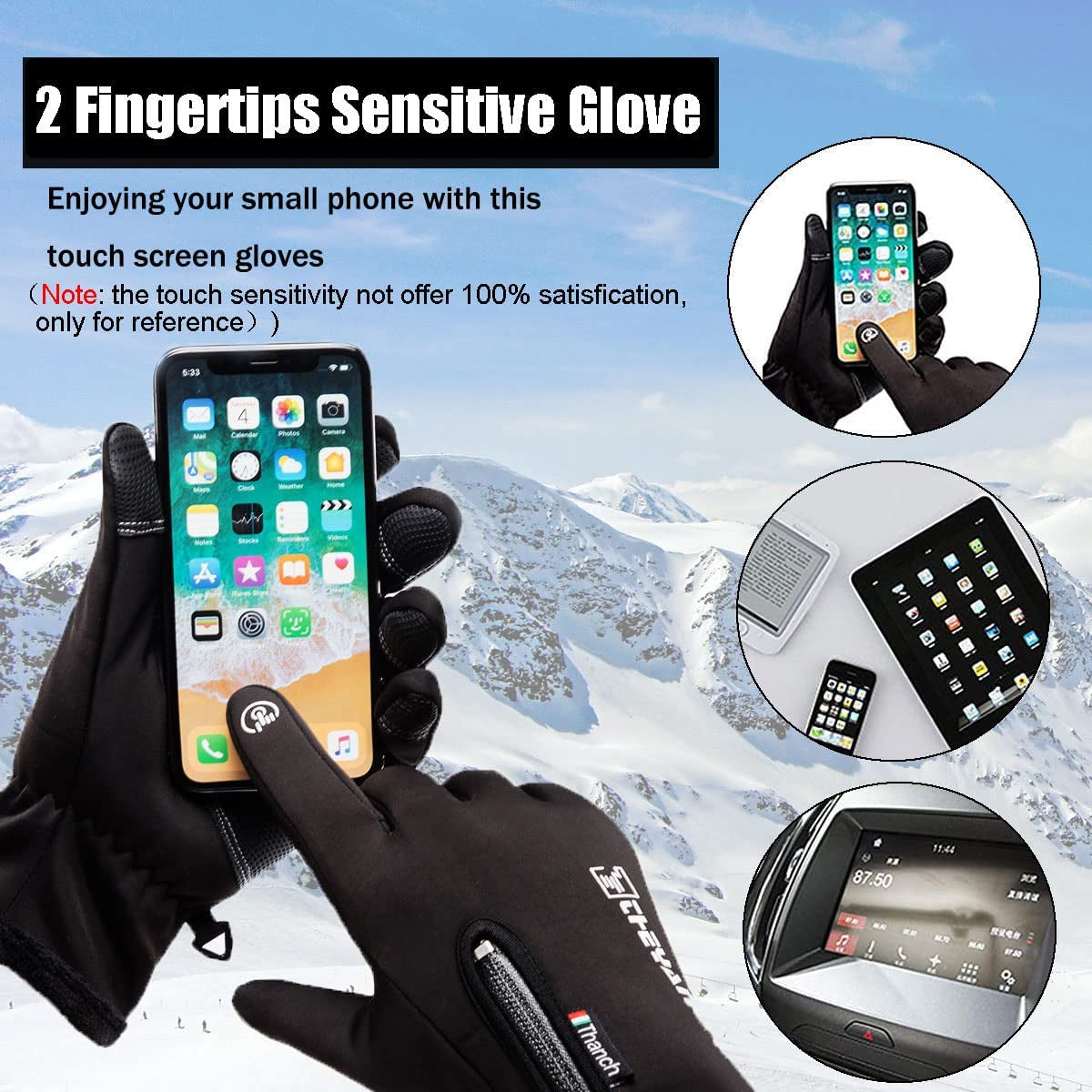 Weitars Winter Warm Gloves for Men Women Touchscreen Waterproof Thermal Snow Gloves for Cycling Hiking Apparel & Accessories > Clothing Accessories > Gloves & Mittens Weitars