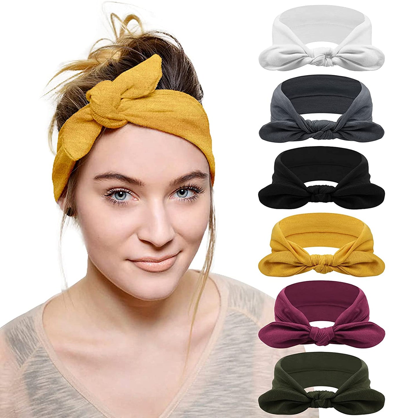 DRESHOW Twist Bow Wire Headbands Vintage Head Wrap Rabbit Ear Wired Hairbands Hair Holder Hair Accessory for Women and Girls 6 Pack Apparel & Accessories > Clothing Accessories > Bandanas & Headties DRESHOW 6 Pack Rabbit Ears B
