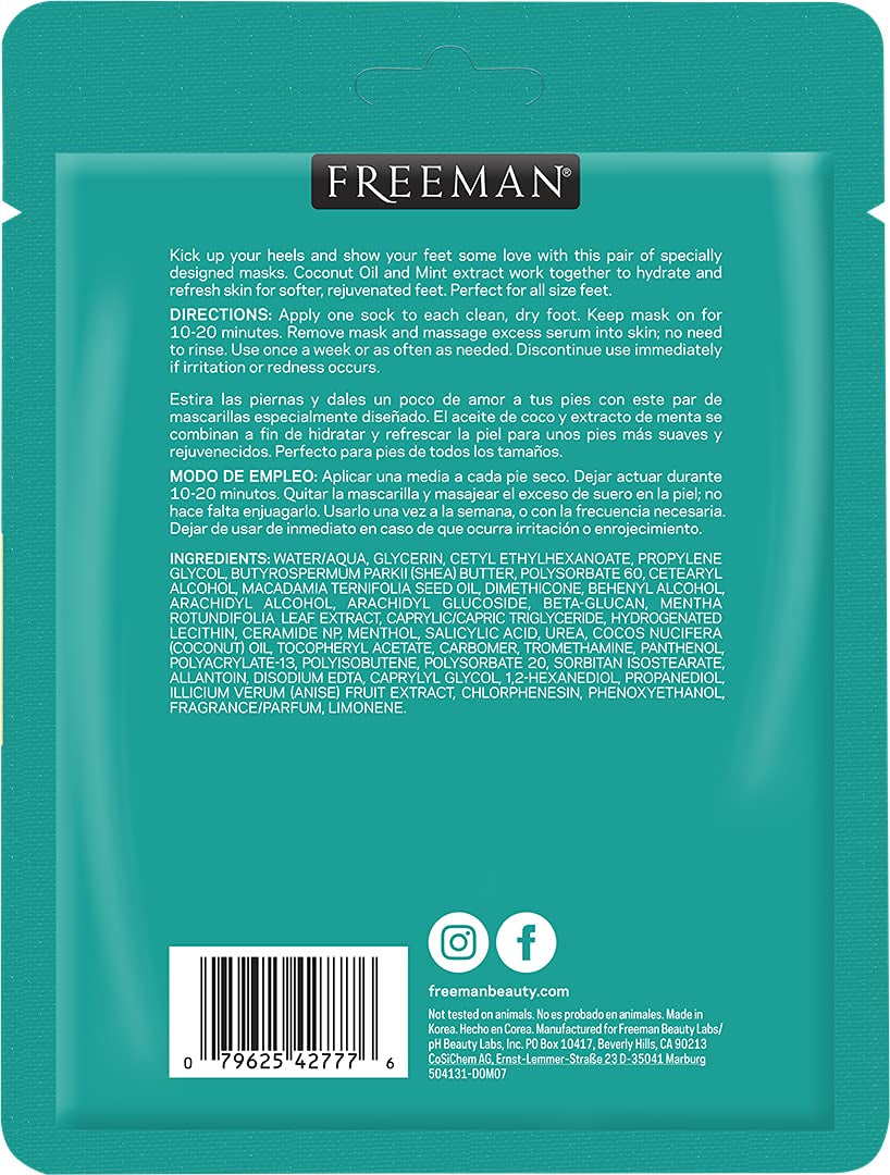 Freeman Beauty Flirty Feet Moisturizing + Soothing Foot Sheet Masks, Foot Care for Dry Feet, 6Pk Sachets Health & Beauty > Personal Care > Foot Care FREEMAN