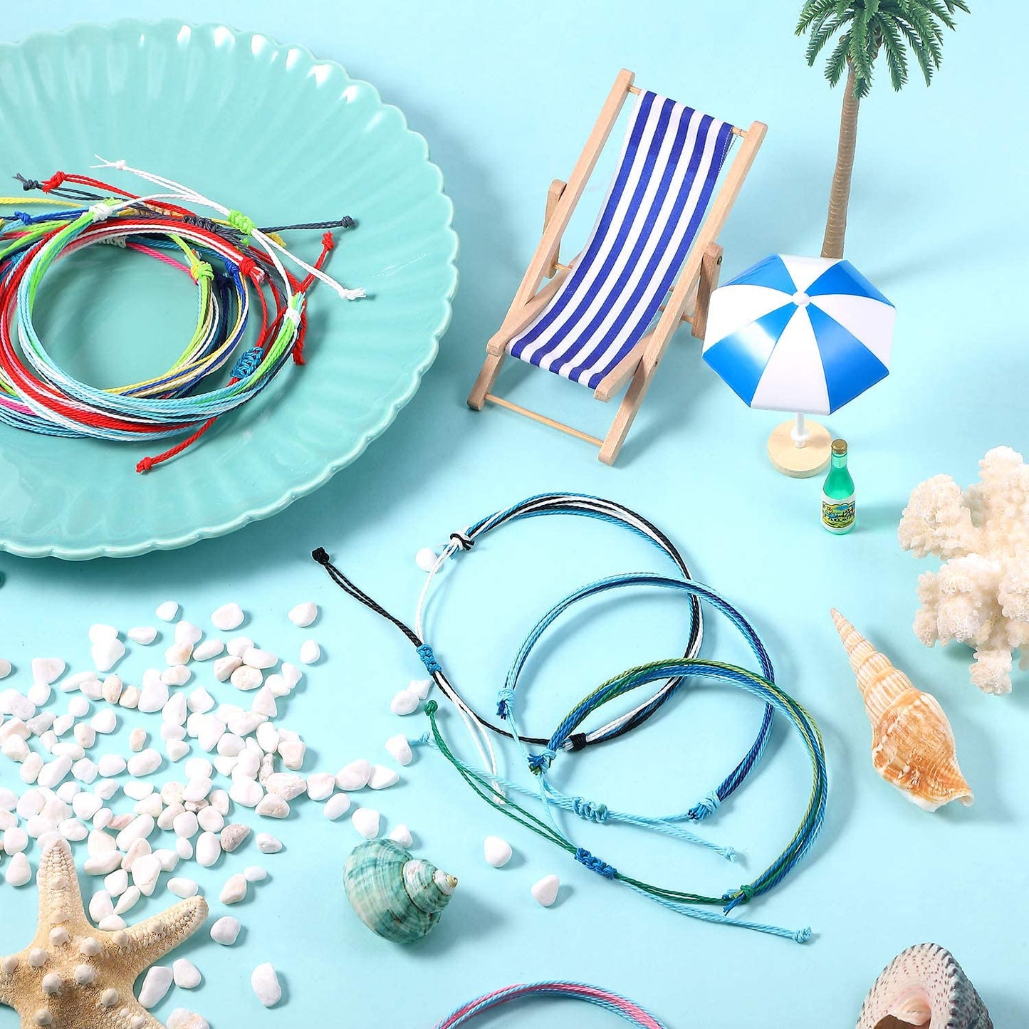 Hicarer 30 Pieces Adjustable Woven Anklets Bracelets Bohemian Braided Rope Bracelets Waterproof Wax Coated Anklets for Women Apparel & Accessories > Jewelry > Anklets Hicarer