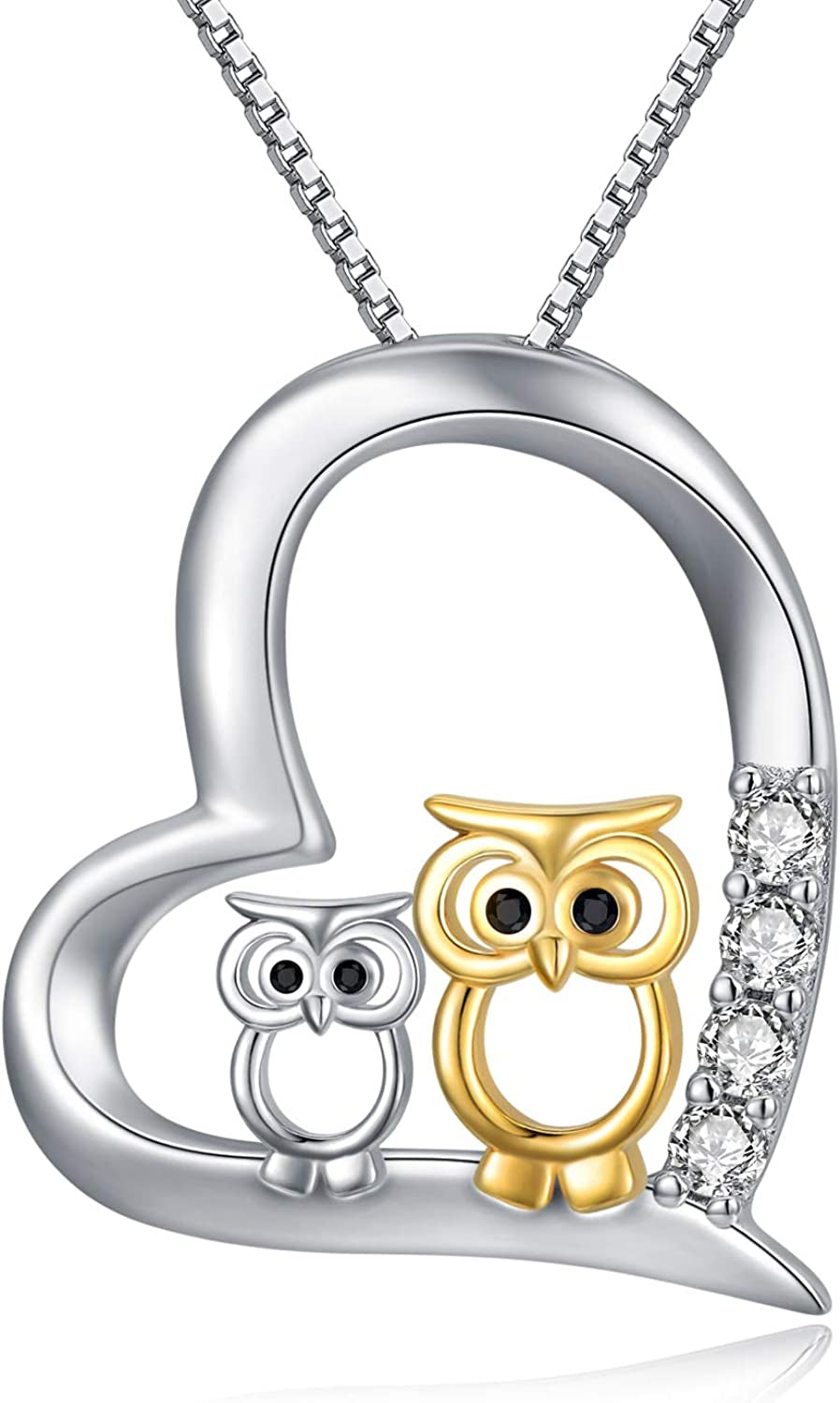 Cuoka Owl Stud Earrings,Owl Necklace 925 Sterling Silver Opal Owl Earrings Hypoallergenic Heart Animal Owl Jewelry Gifts for Women Girls Owl Lovers Apparel & Accessories > Jewelry > Earrings Cuoka C-Silver and Gold Owl